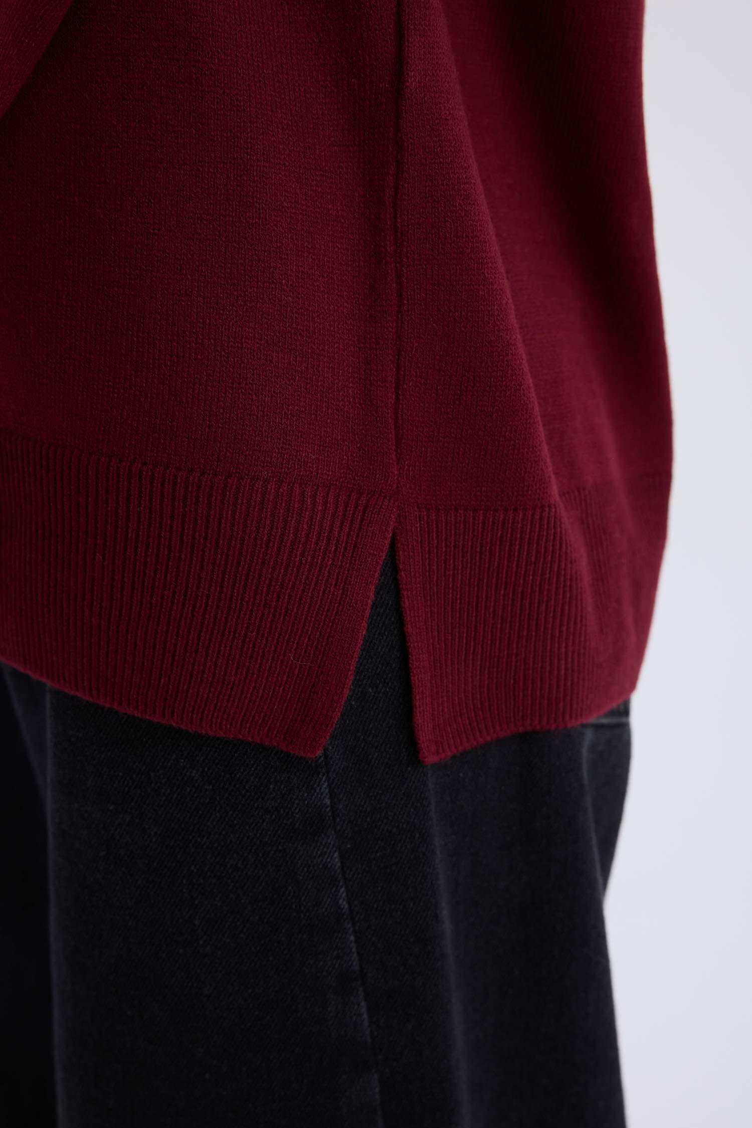 Regular Fit Yumuşak Dokulu Bisiklet Yaka Basic Düz Triko Kazak