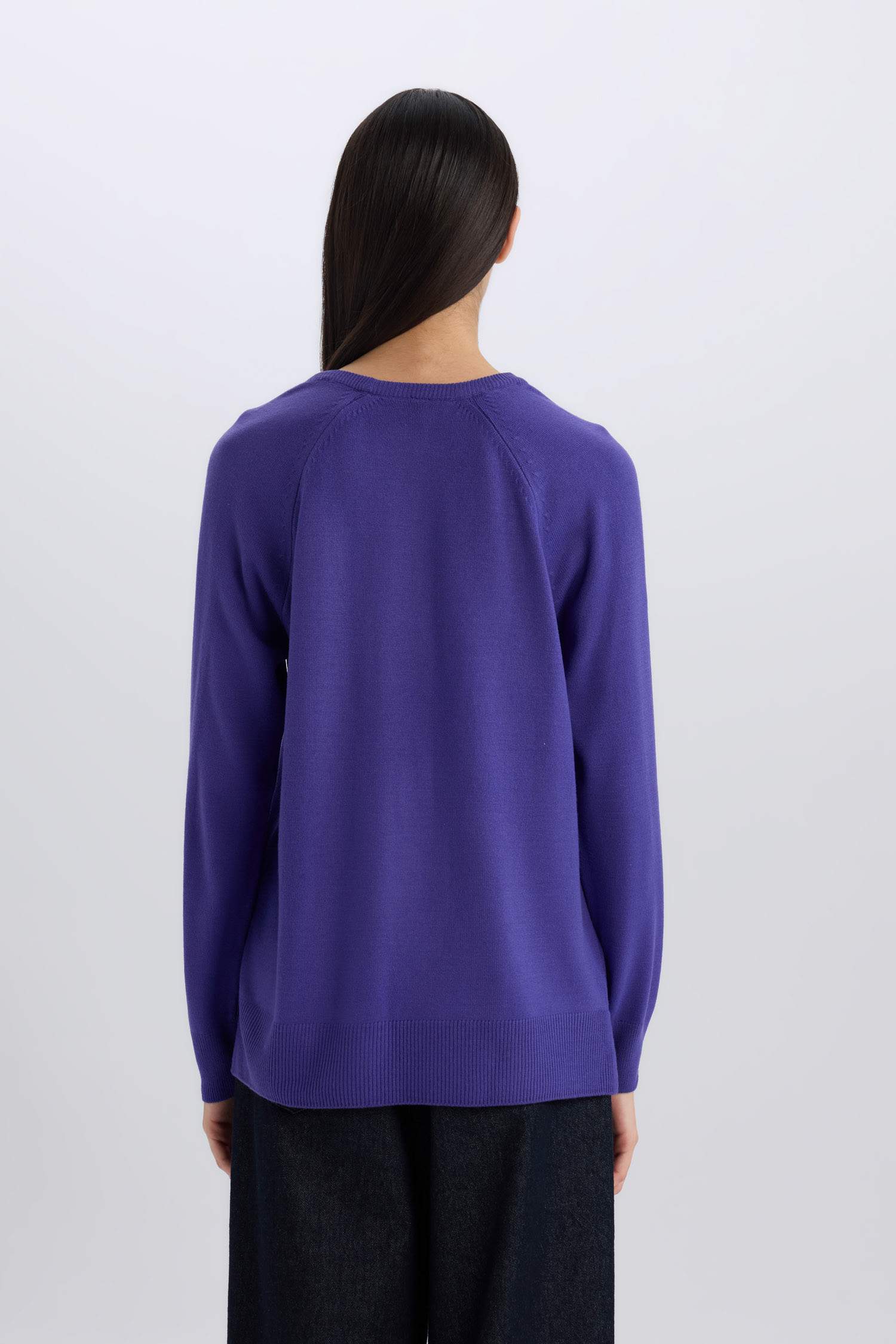 	Regular Fit Yumuşak Dokulu Bisiklet Yaka Basic Düz Triko Kazak