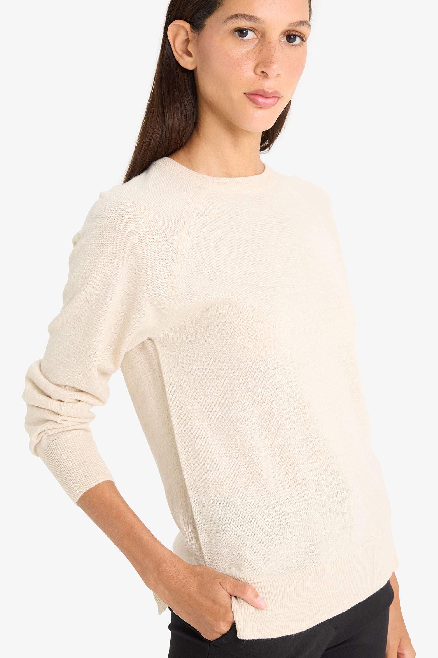 Relax Fit Crew Neck Basic Knit Pullover