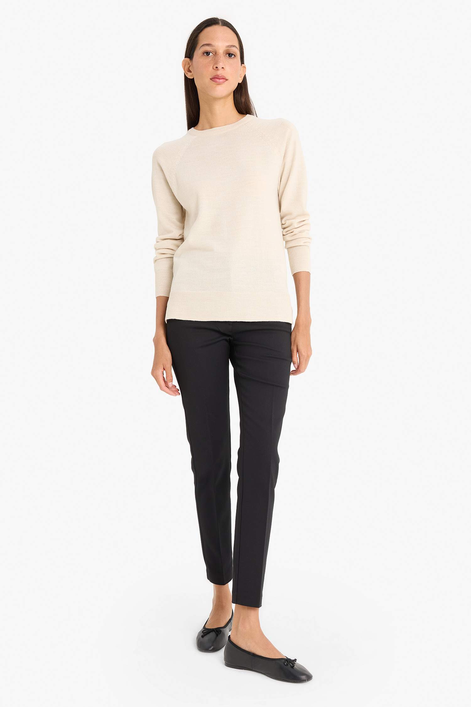 Relax Fit Crew Neck Basic Knit Pullover