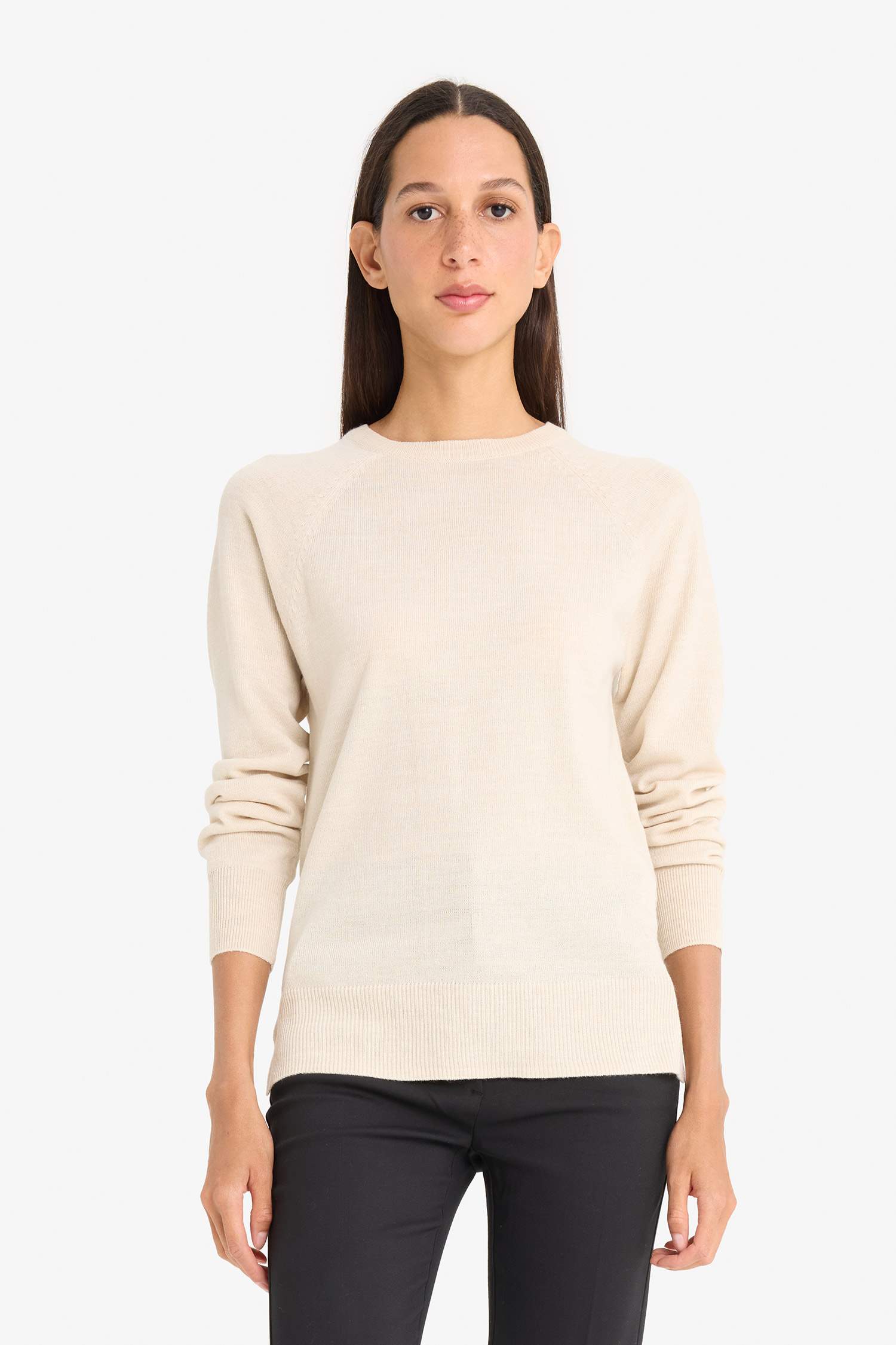 Relax Fit Crew Neck Basic Knit Pullover