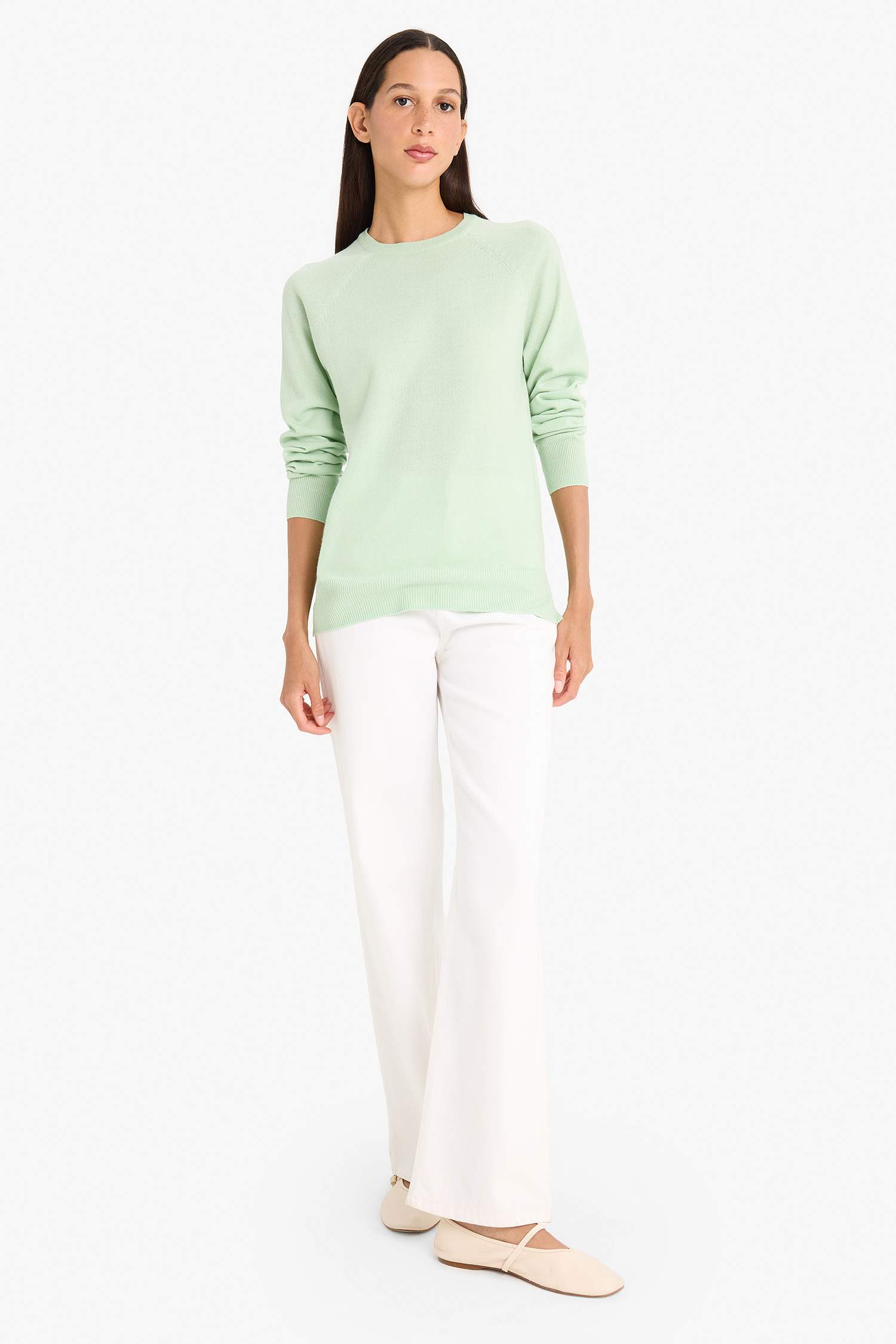 Relax Fit Bisiklet Yaka Basic Düz Triko Kazak