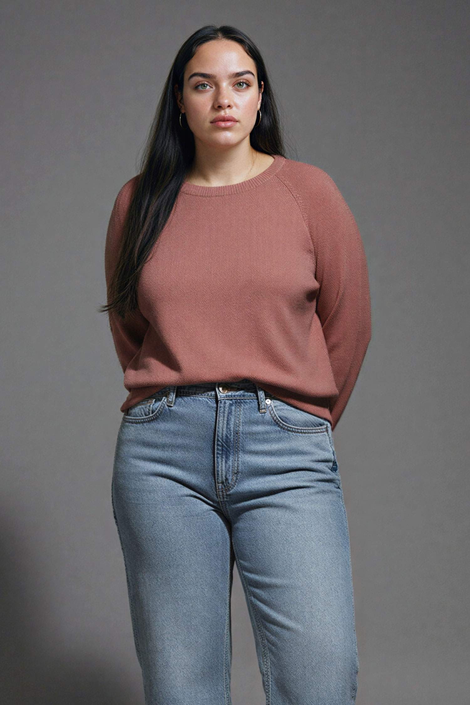 Pull en maille basique à col rond Coupe décontractée