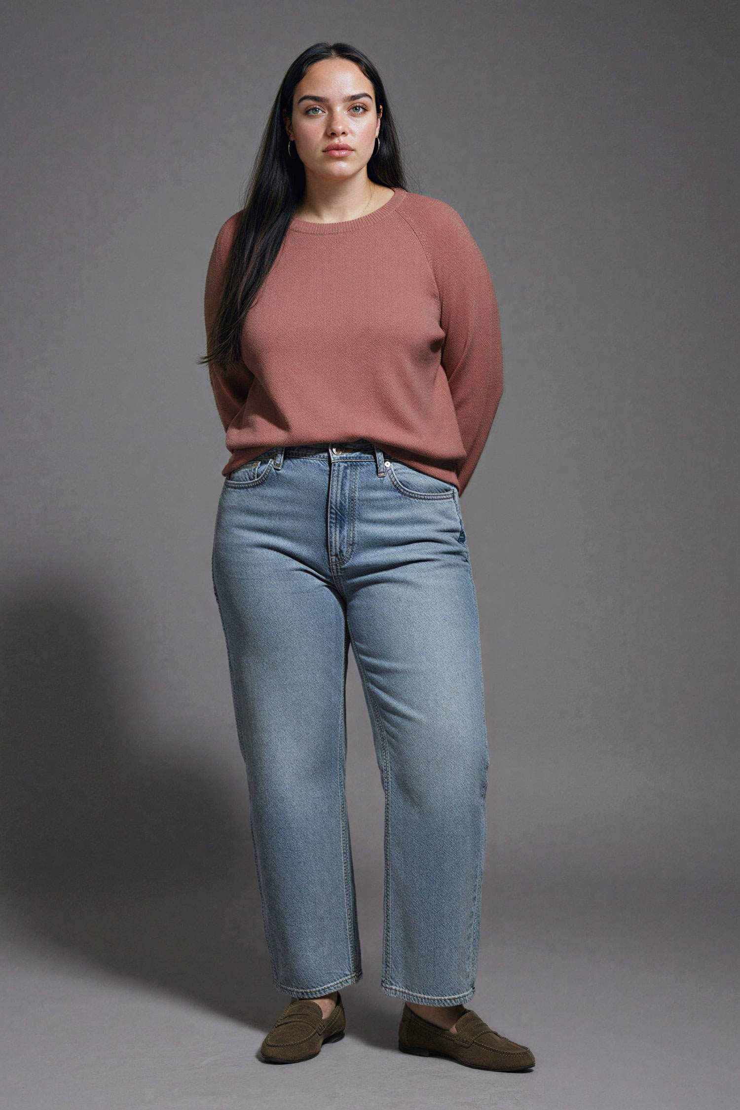 Pull en maille basique à col rond Coupe décontractée