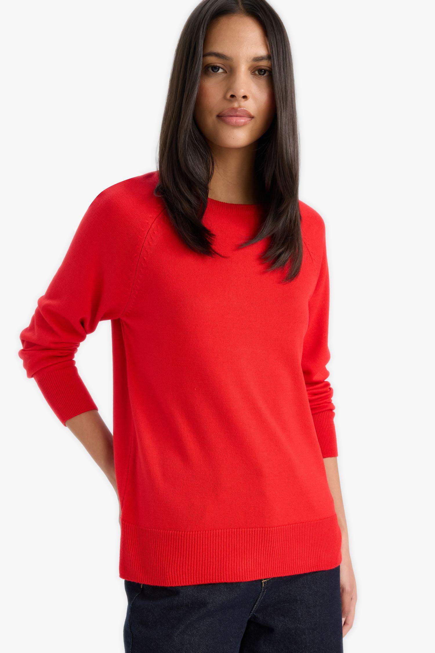 релакс пішімі дөңгелек жаға Пулловер