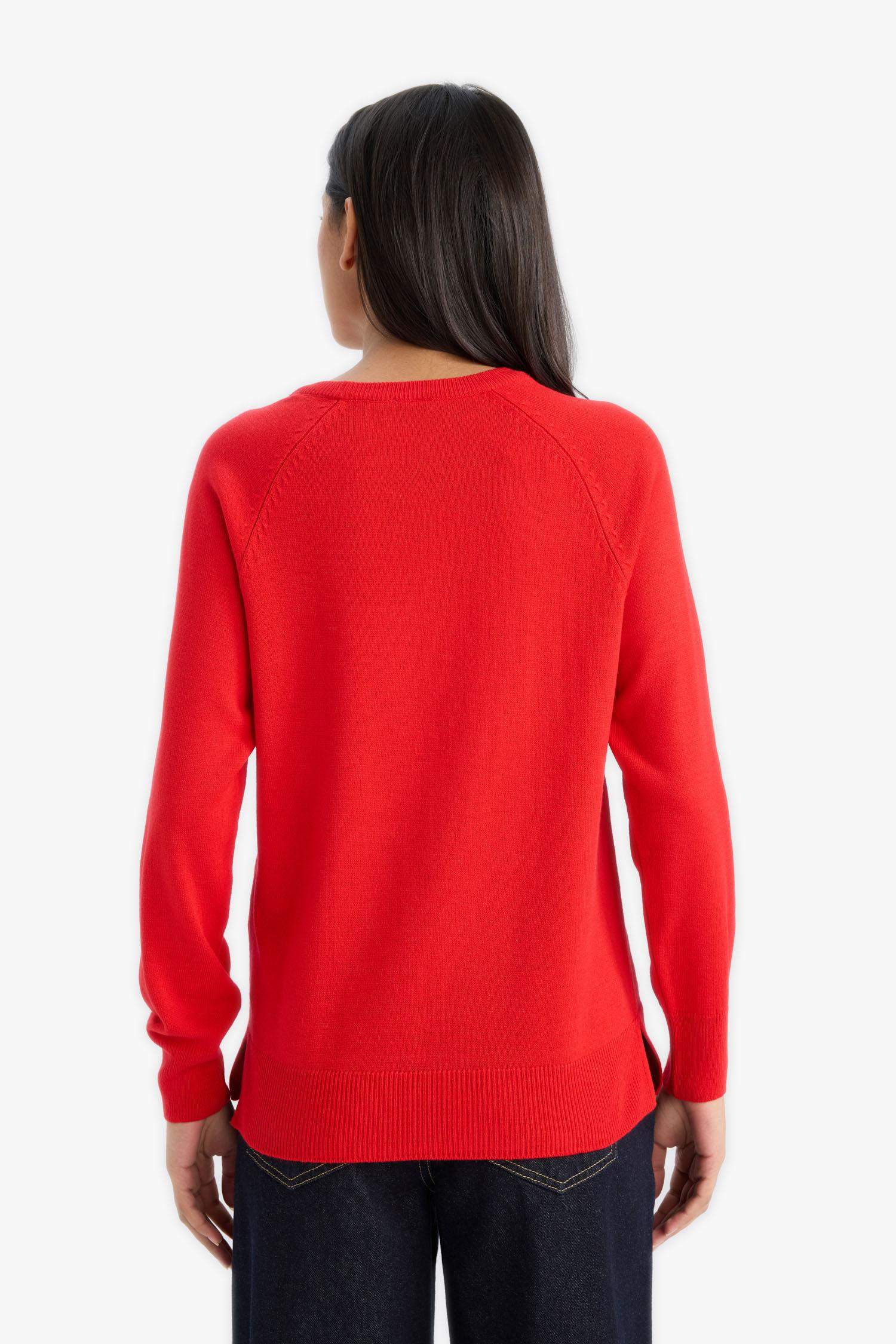 релакс пішімі дөңгелек жаға Пулловер