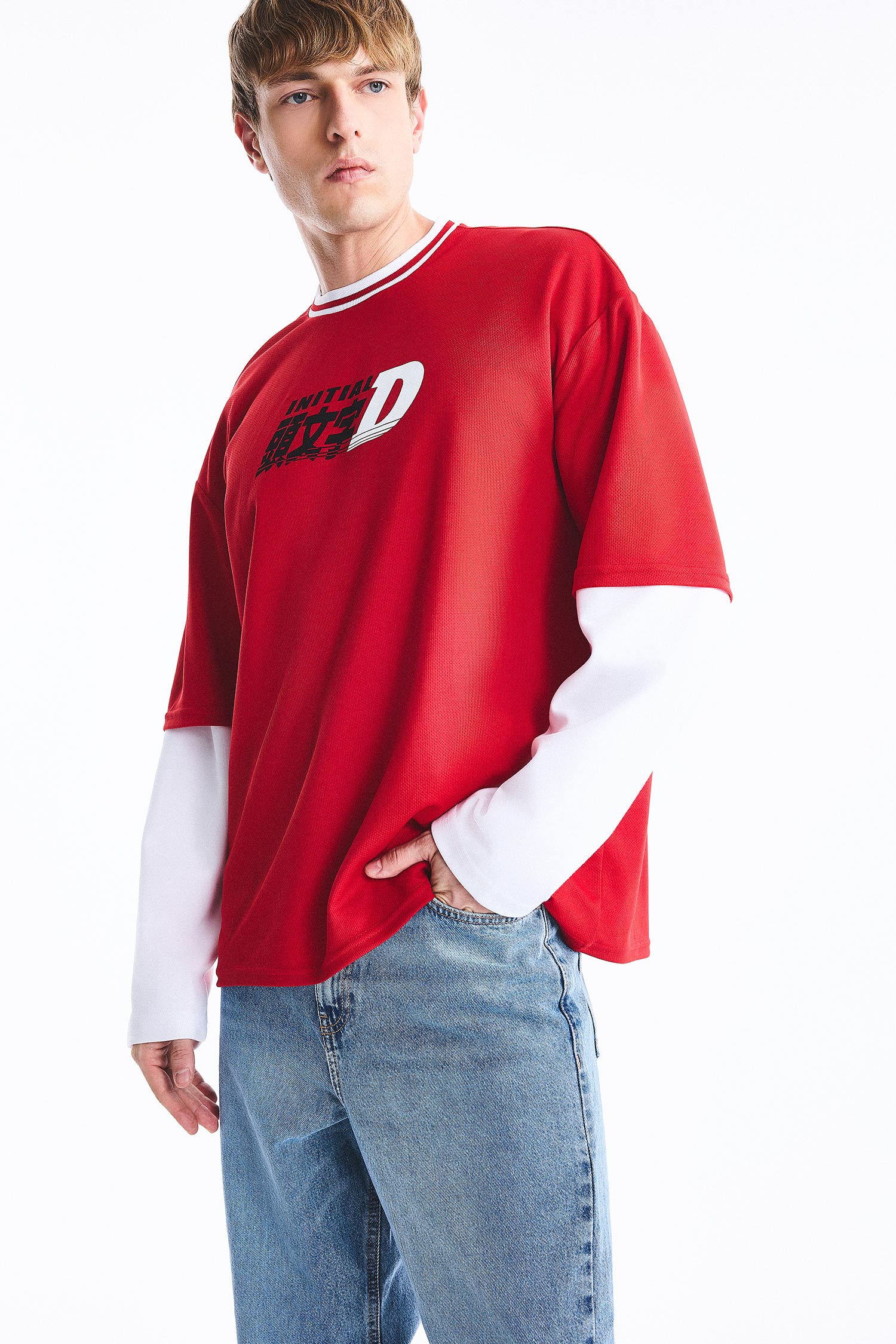 DeFacto Initial D Boxy Fit Çoklu Baskılı Tişört
