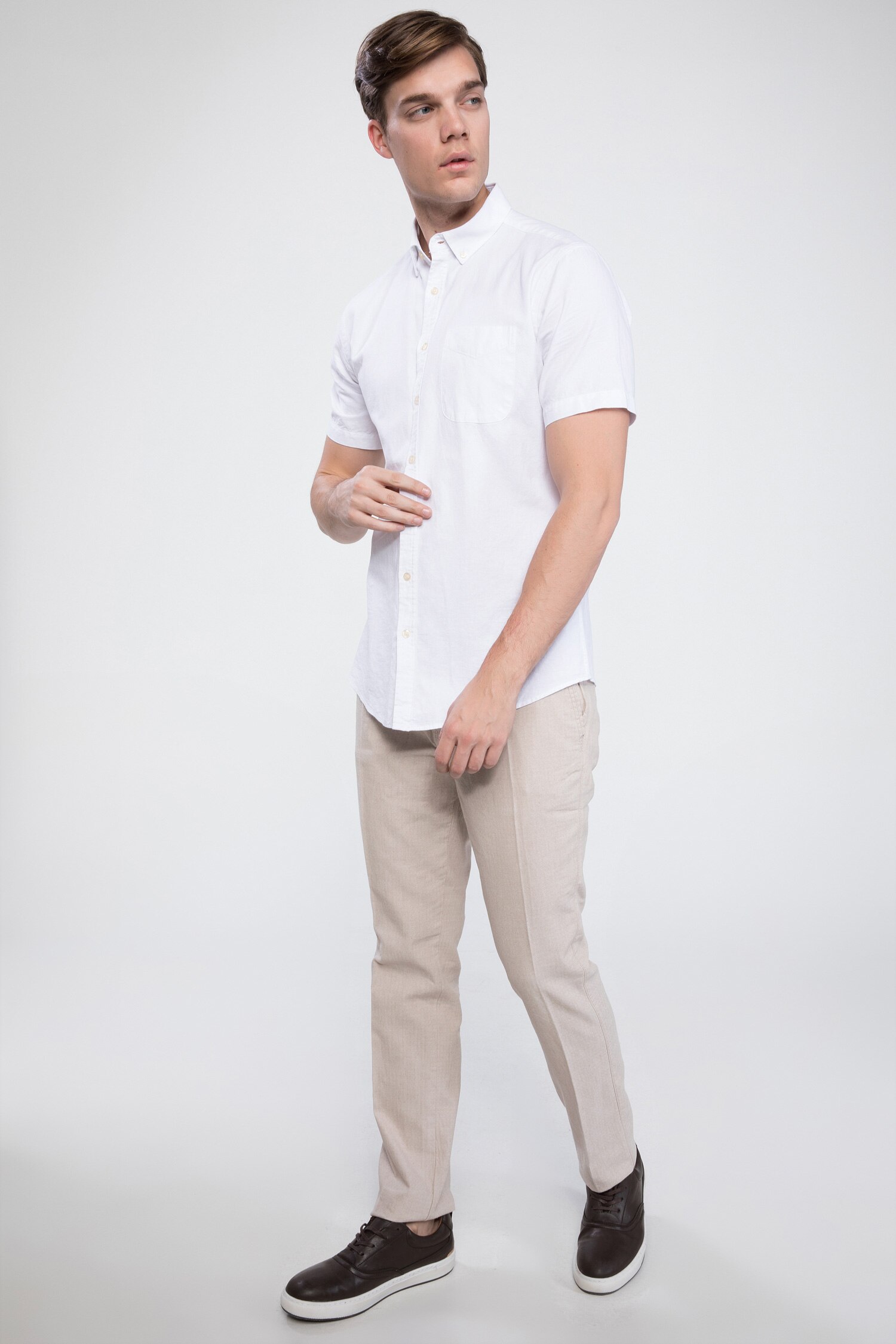 Defacto Keten Karışım Paco Regular Fit Pantolon. 4