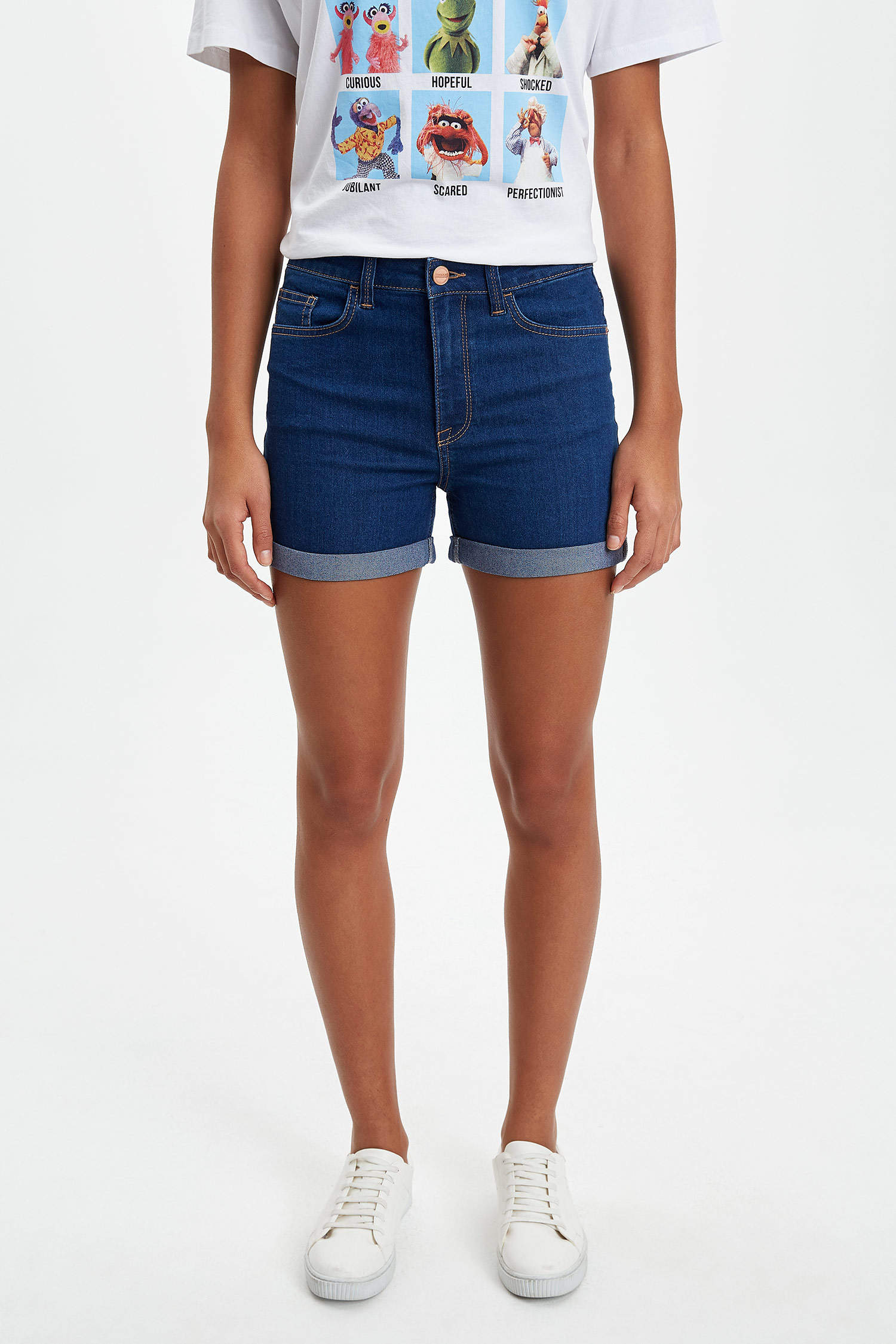 Blue WOMAN Jean mini shorts 1140916 | DeFacto
