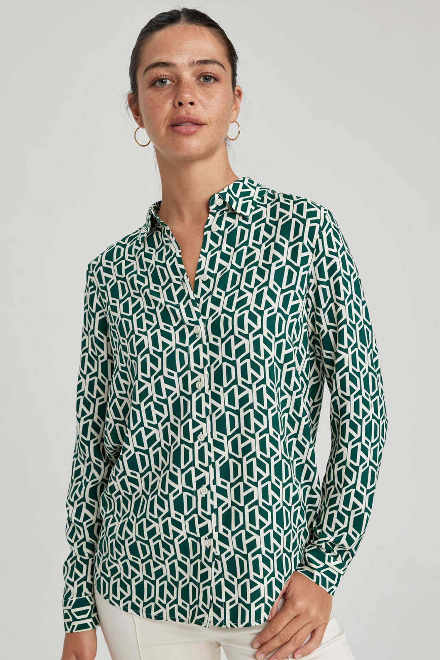 Regular Fit Uzun Kollu Desenli Gömlek