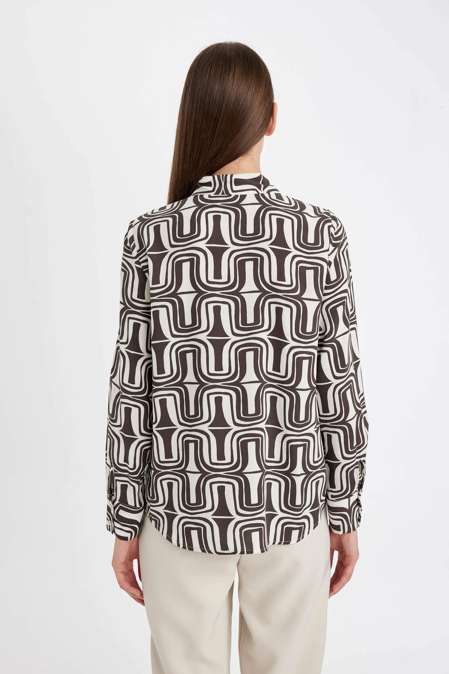 Regular Fit Desenli Uzun Kollu Gömlek