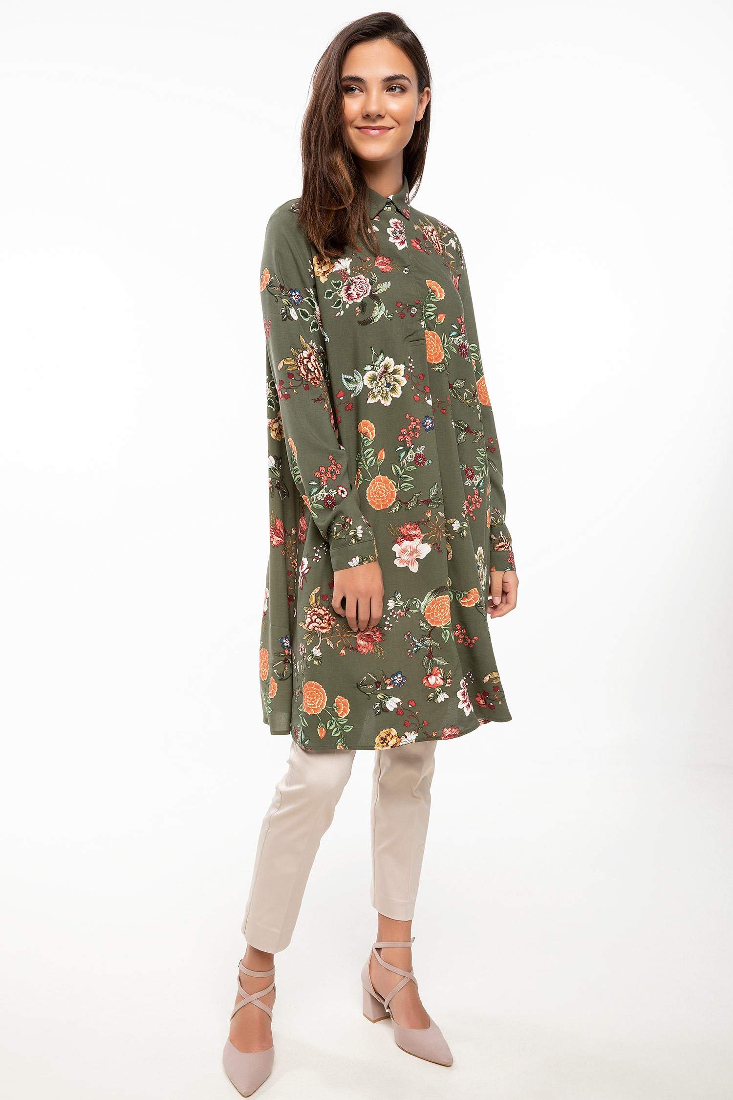 Defacto Çiçek Desenli Gömlek Tunik. 2