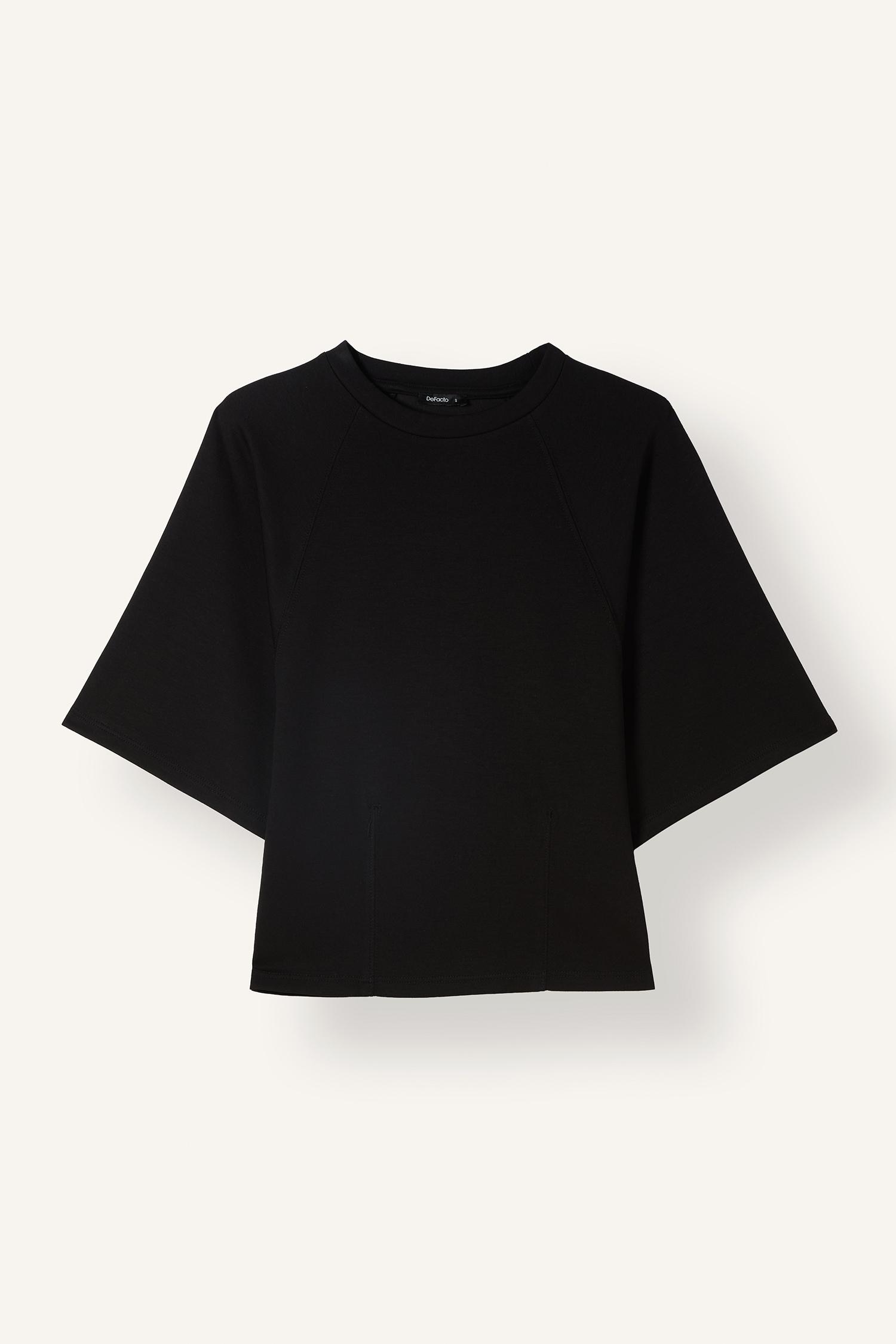 DeFacto Regular Fit Geniş Kollu Basic Tişört görsel 6