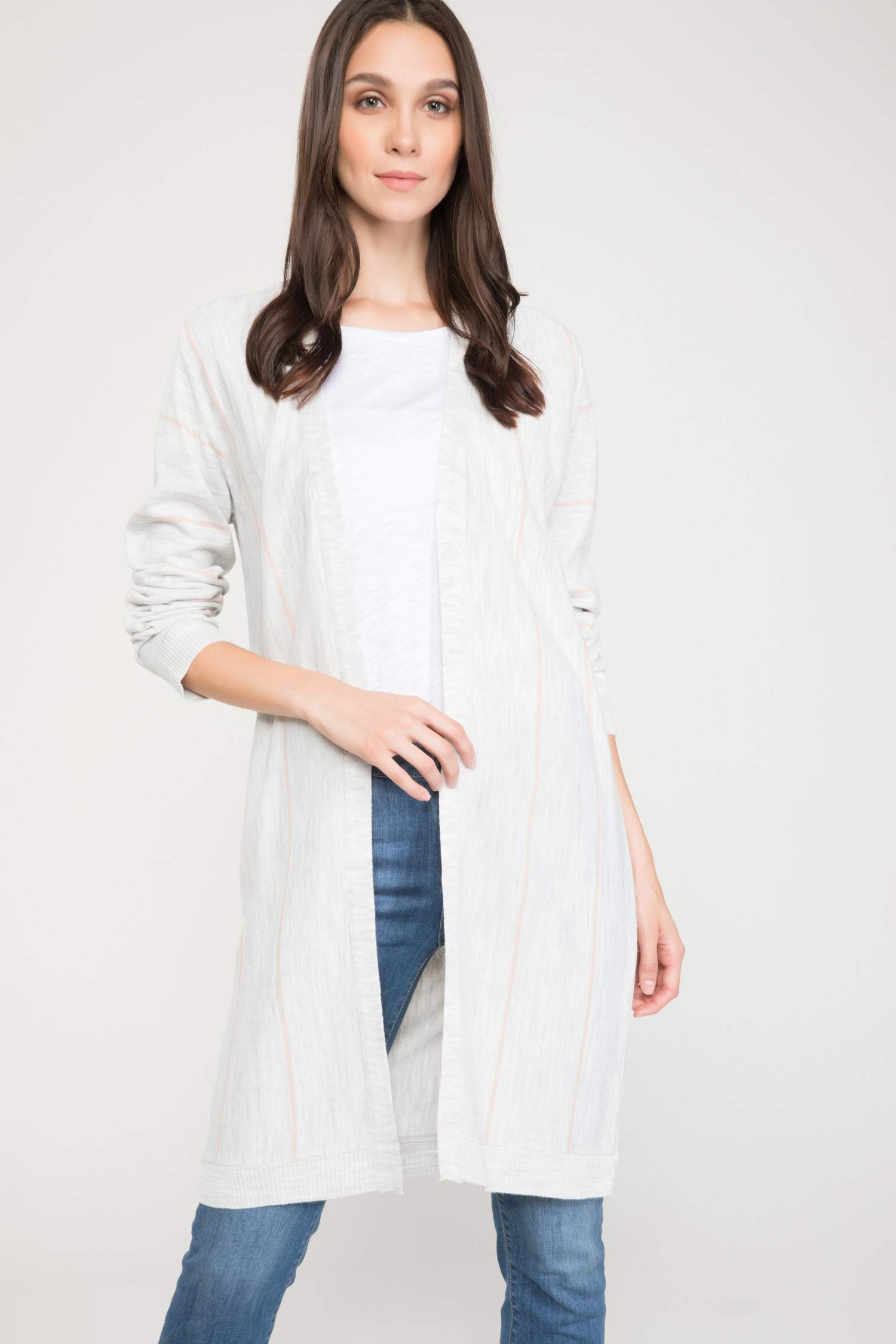 Defacto Çizgili Uzun Hırka. 1