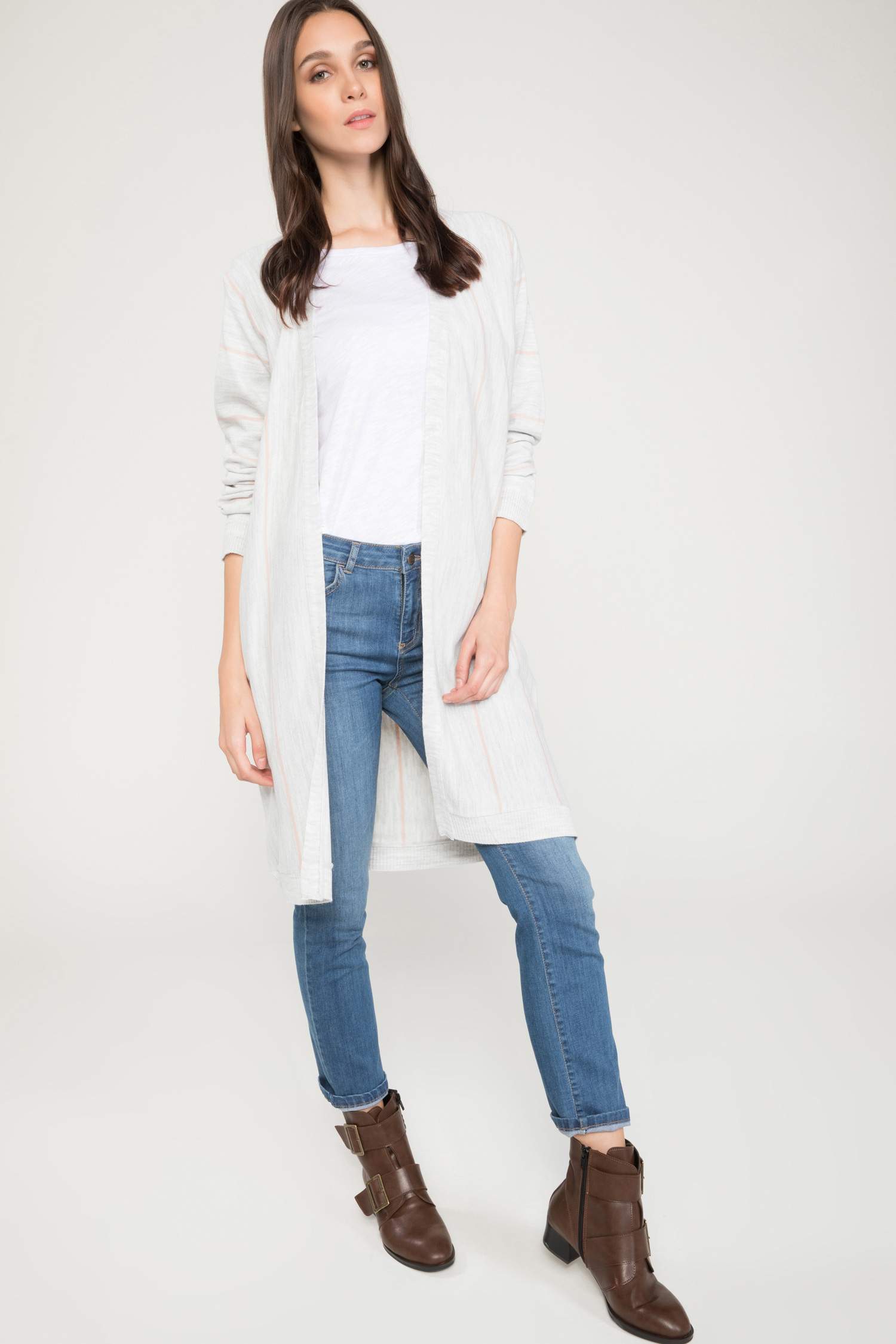 Defacto Çizgili Uzun Hırka. 2