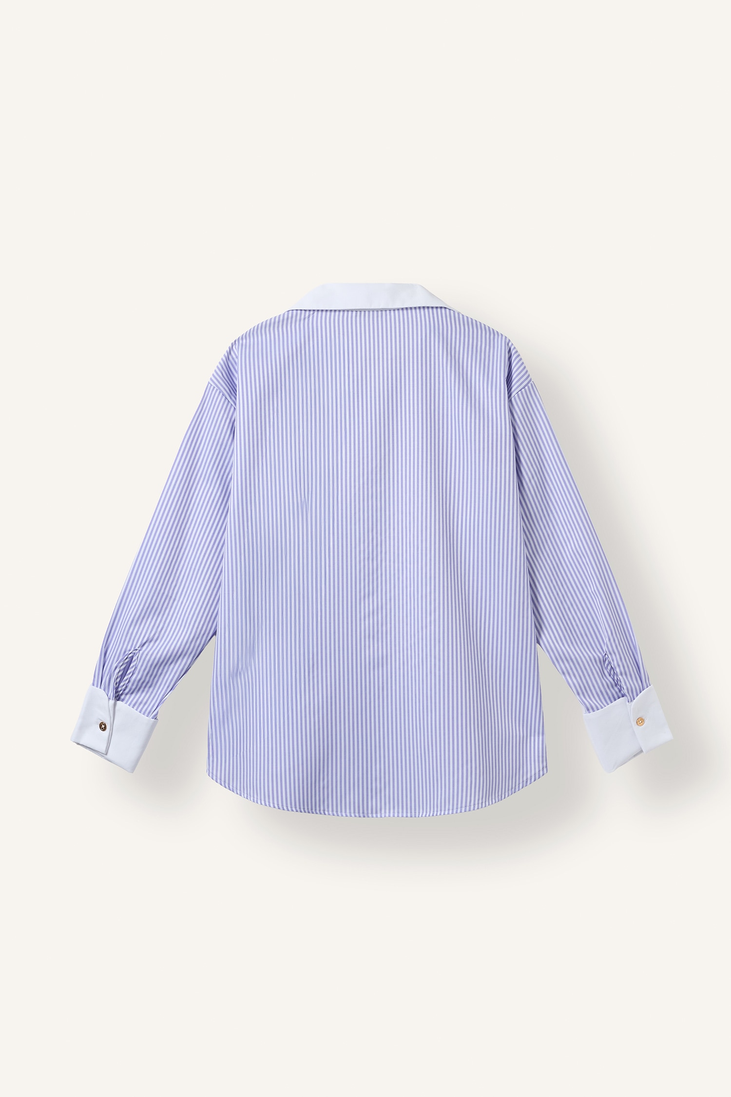 DeFacto Oversize Kontrast Yaka Çizgili Poplin Gömlek görsel 7