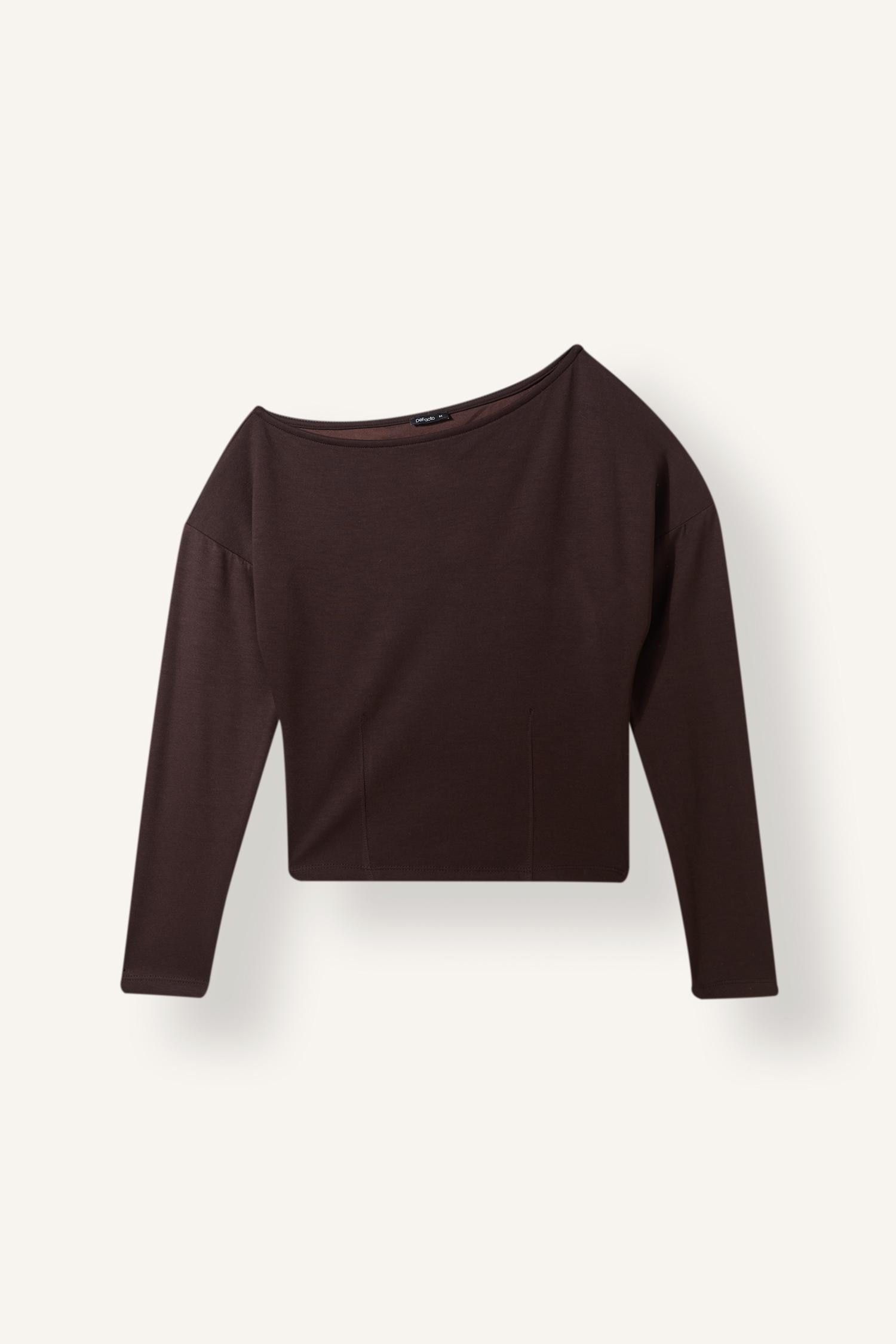 DeFacto Slim Fit Tek Omuz Basic Sweatshirt görsel 6