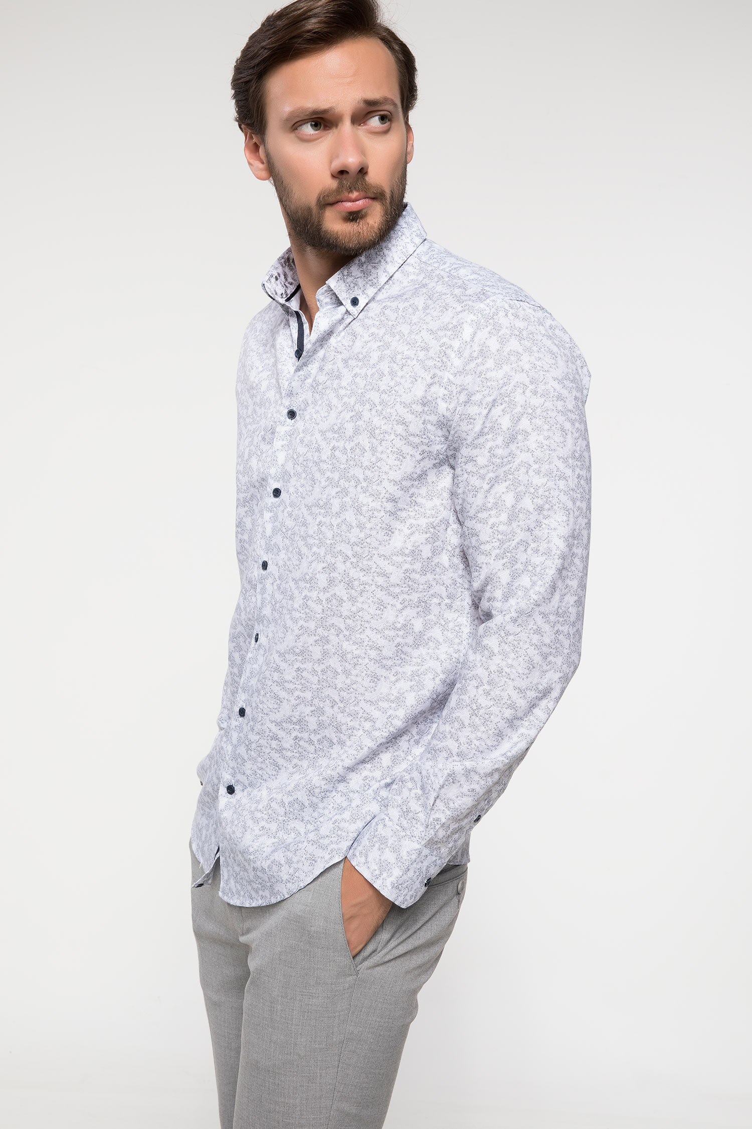 Defacto Desenli Modern Fit Gömlek. 1