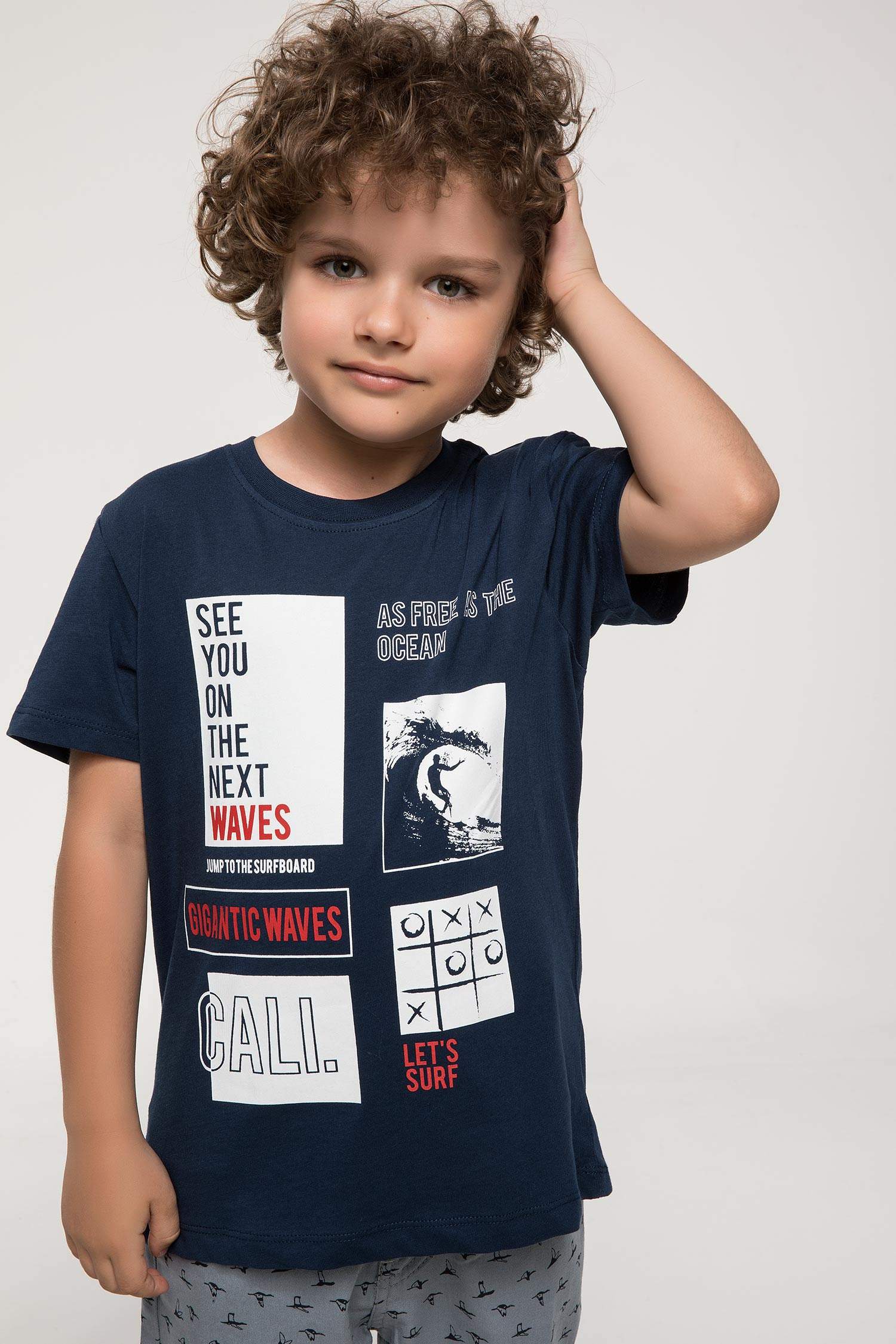 Defacto Erkek Çocuk Yazı Baskılı T-shirt. 1