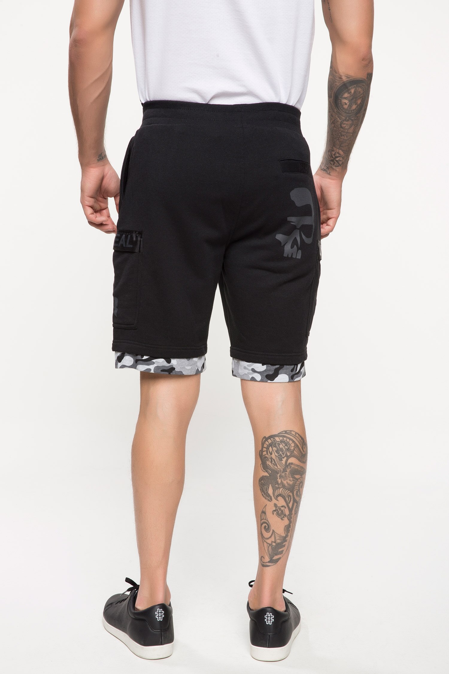 Defacto Kamuflaj Baskılı Slim Fit Şort. 4