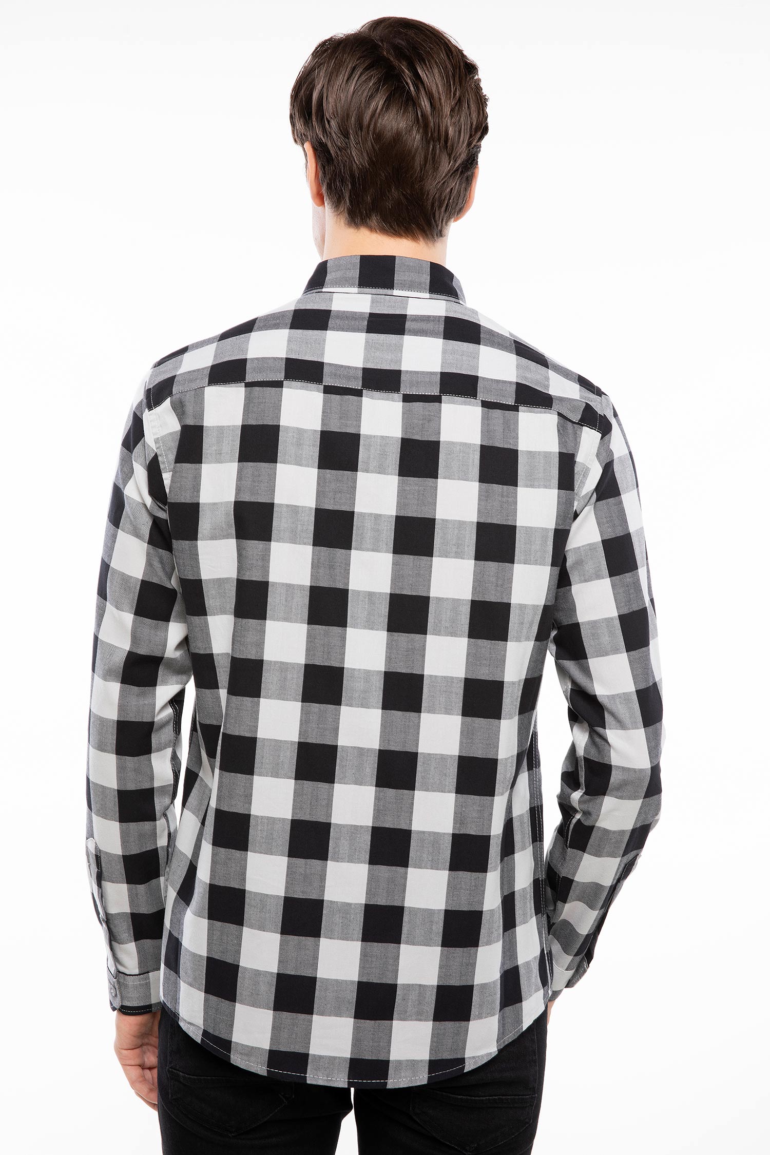 Defacto Slim Fit Tek Cep Kareli Gömlek. 4