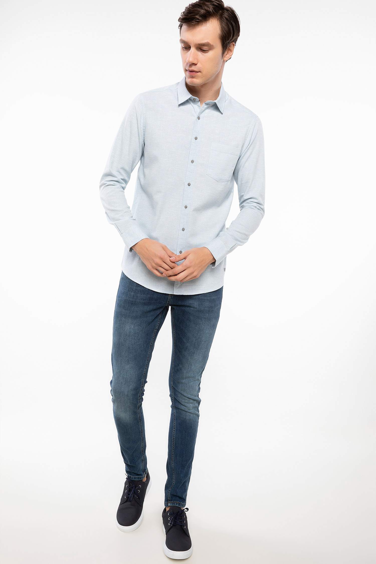 Defacto Polo Yaka Slim Fit Gömlek. 2