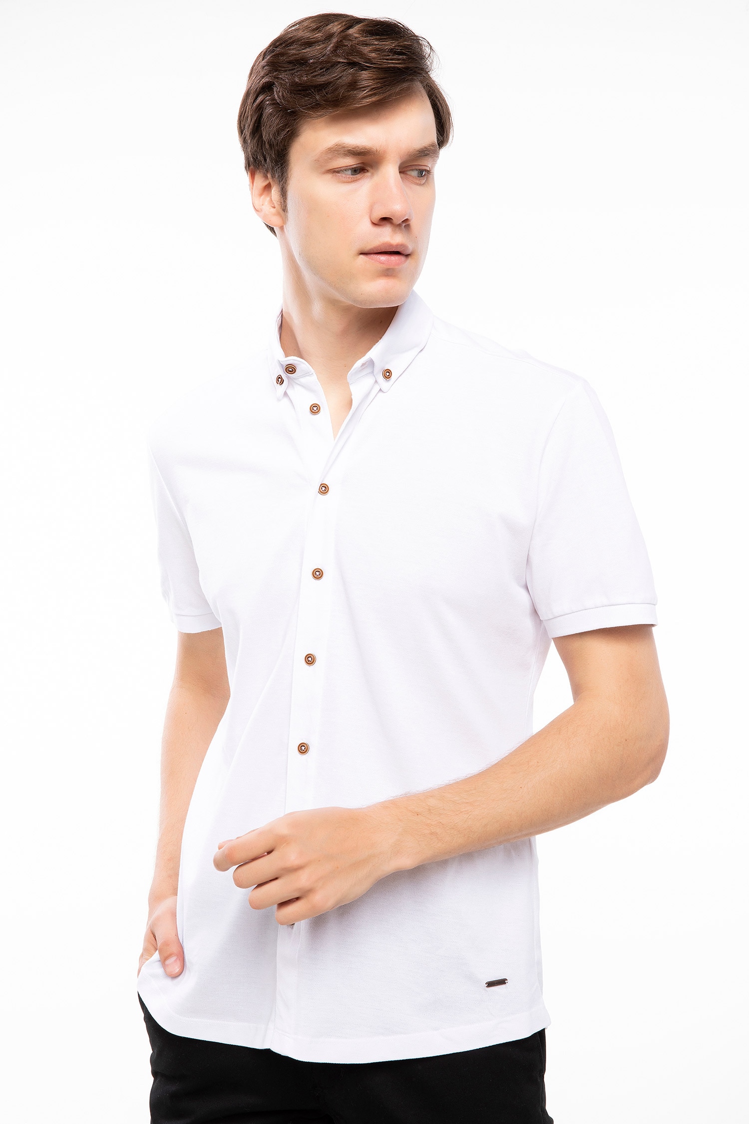 Defacto Kısa Kollu Slim Fit Gömlek. 1