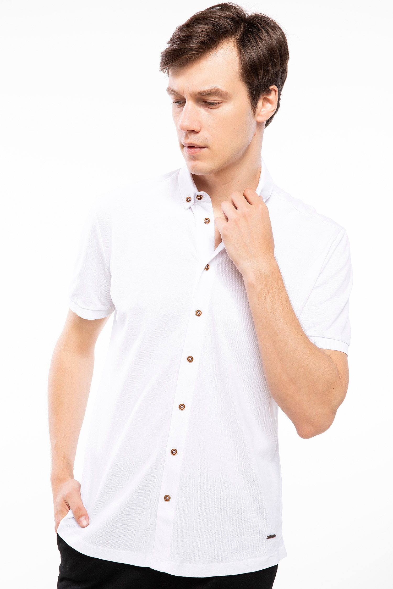 Defacto Kısa Kollu Slim Fit Gömlek. 4