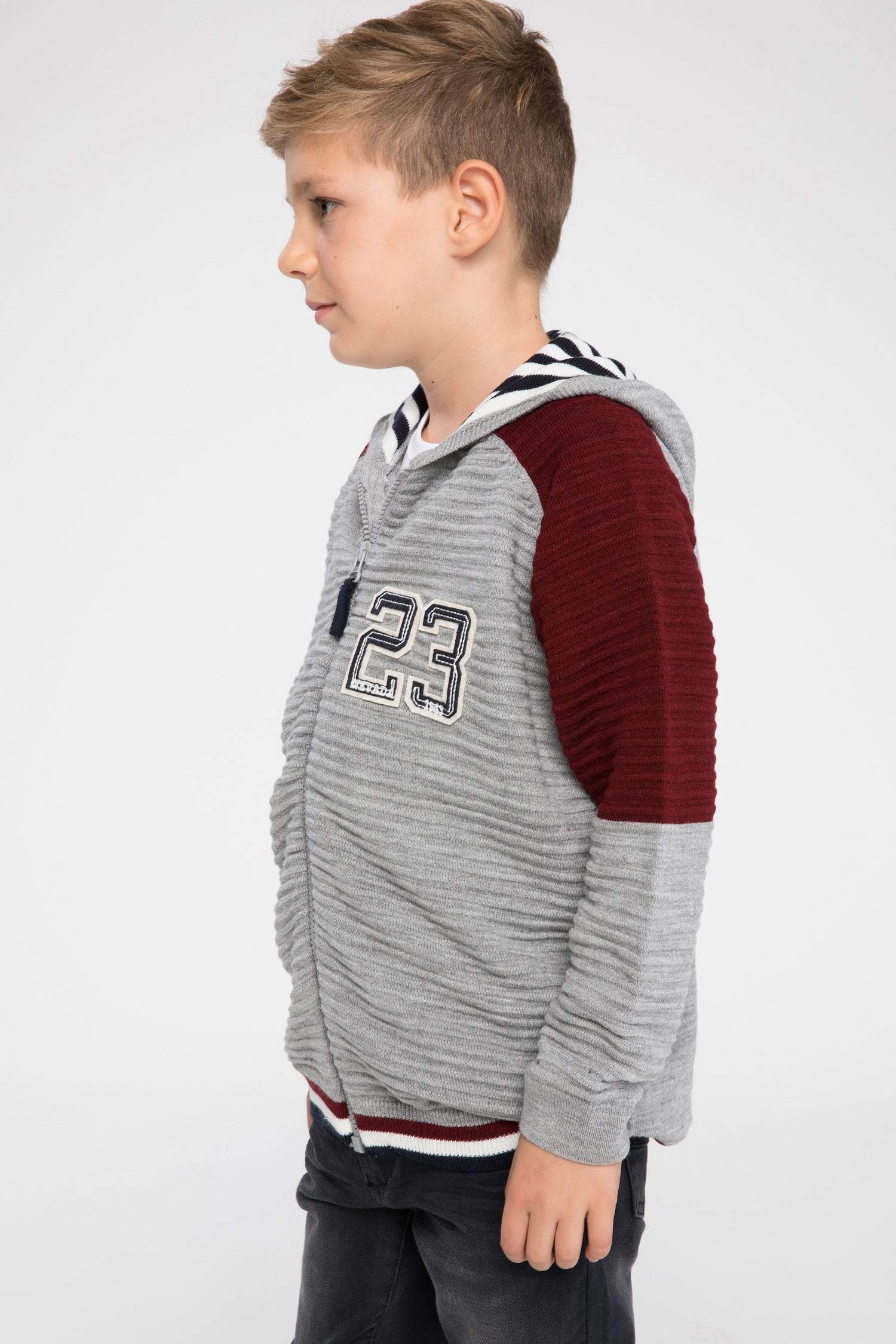 Defacto Renk Bloklu Baskılı Hırka. 3