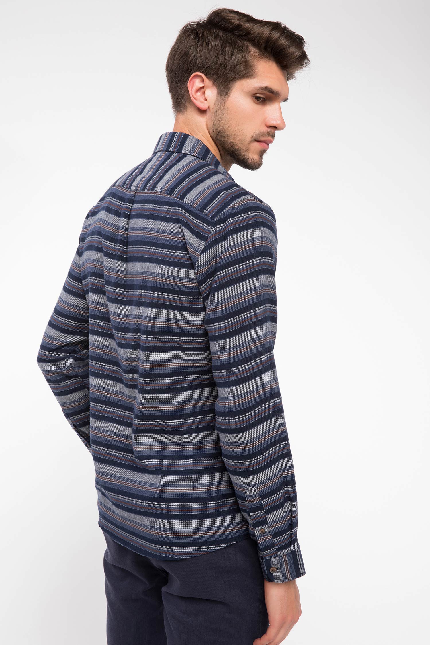 Defacto Çizgili Modern Fit Uzun Kol Gömlek. 4