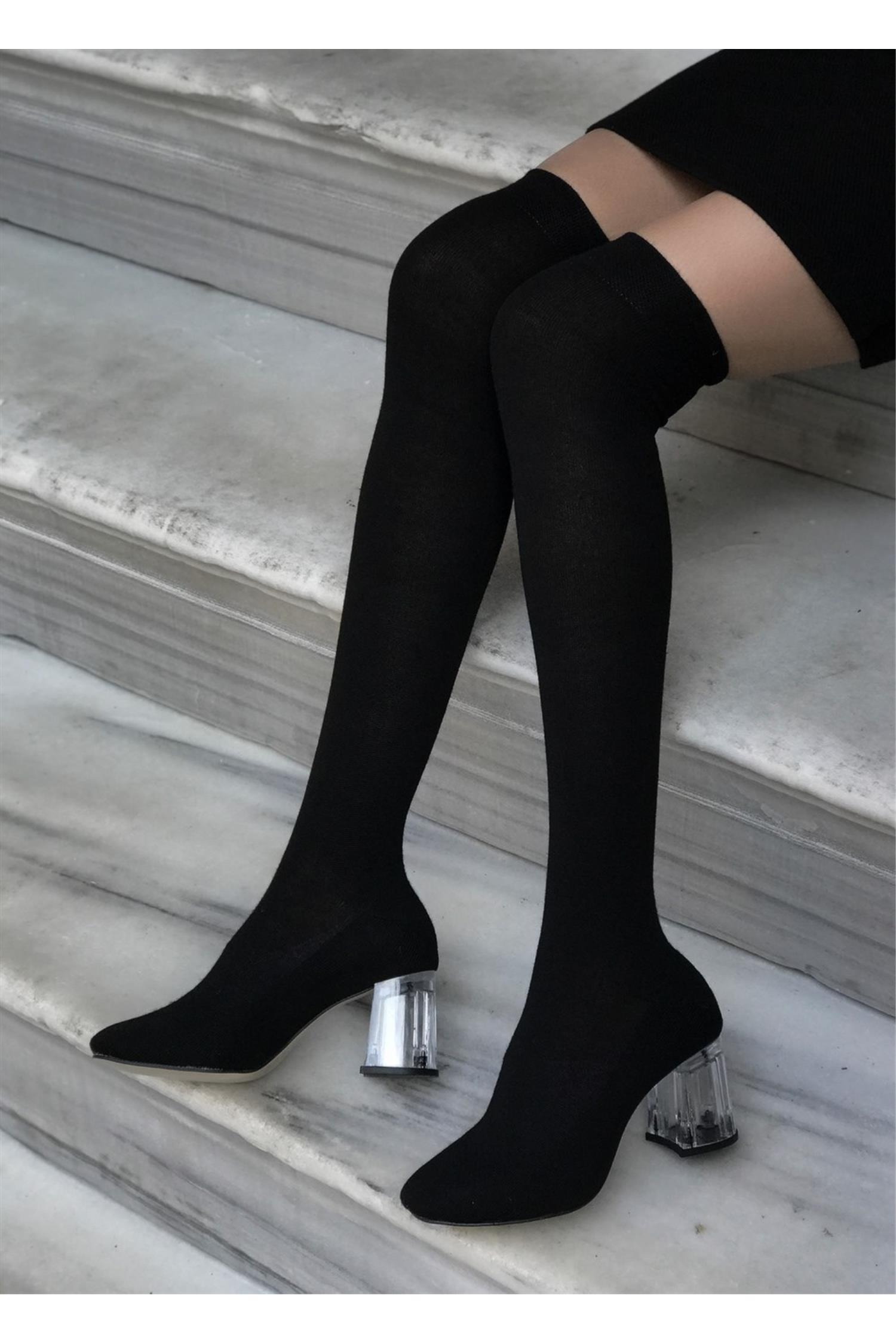 Defacto Kinda Siyah Çorap Çizme. 4