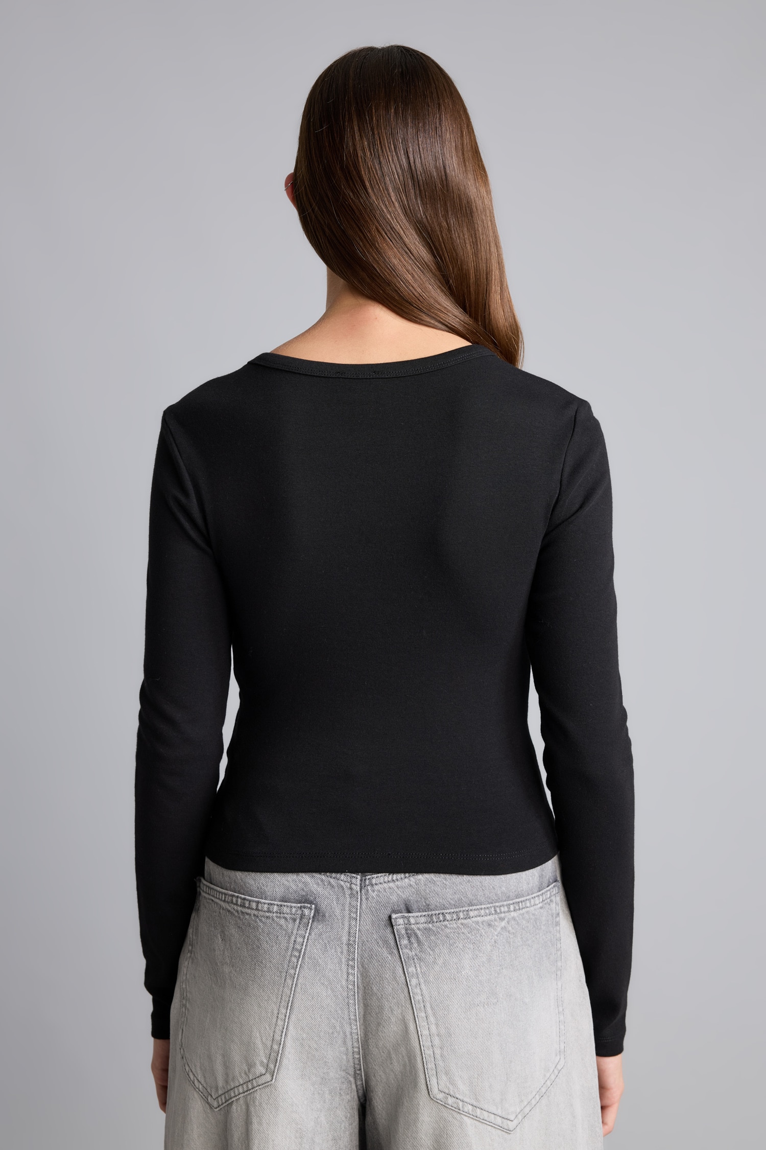 DeFacto Fitted Ribana Uzun Kollu Basic Tişört görsel 5