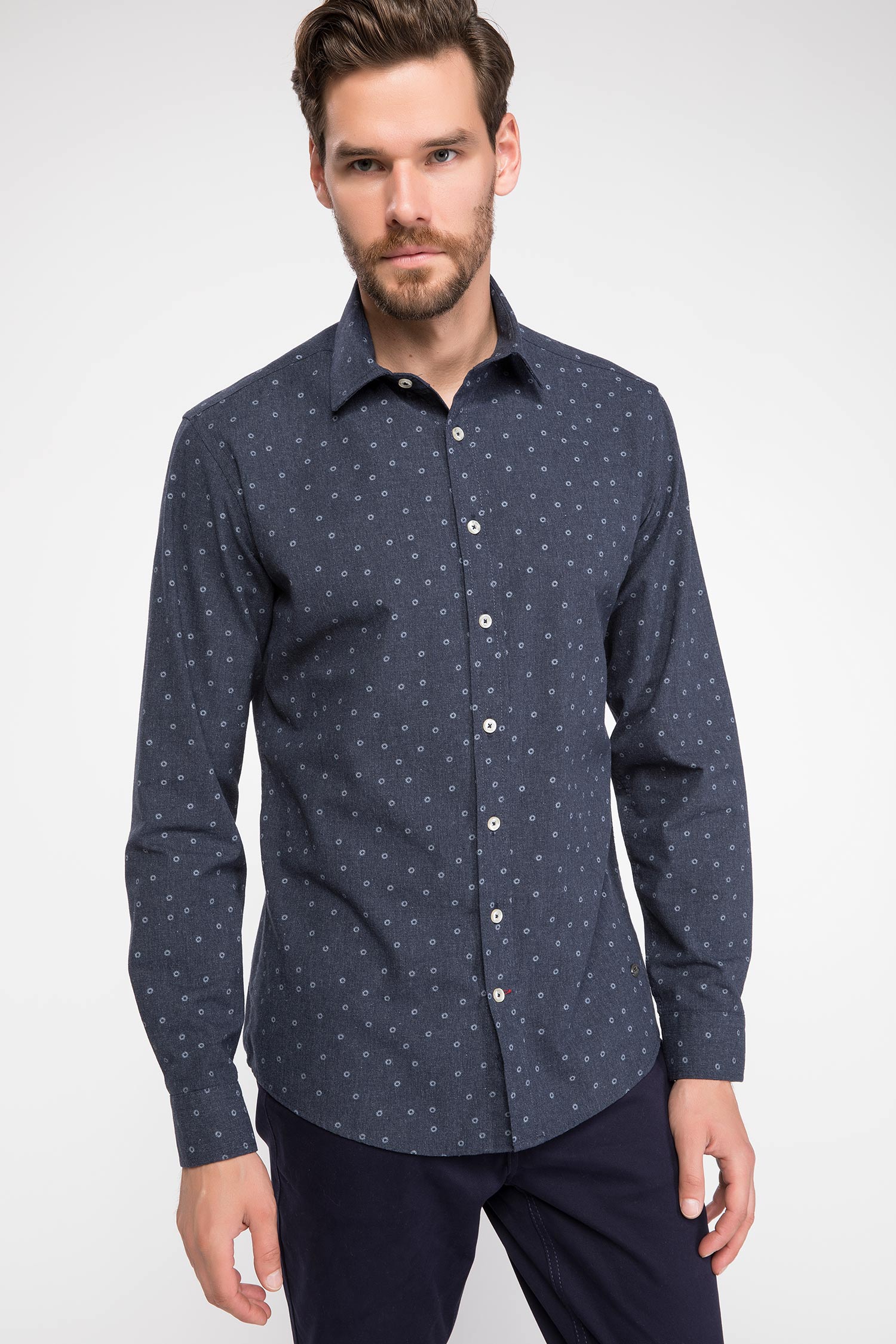 Defacto Desenli Slim Fit Gömlek. 1