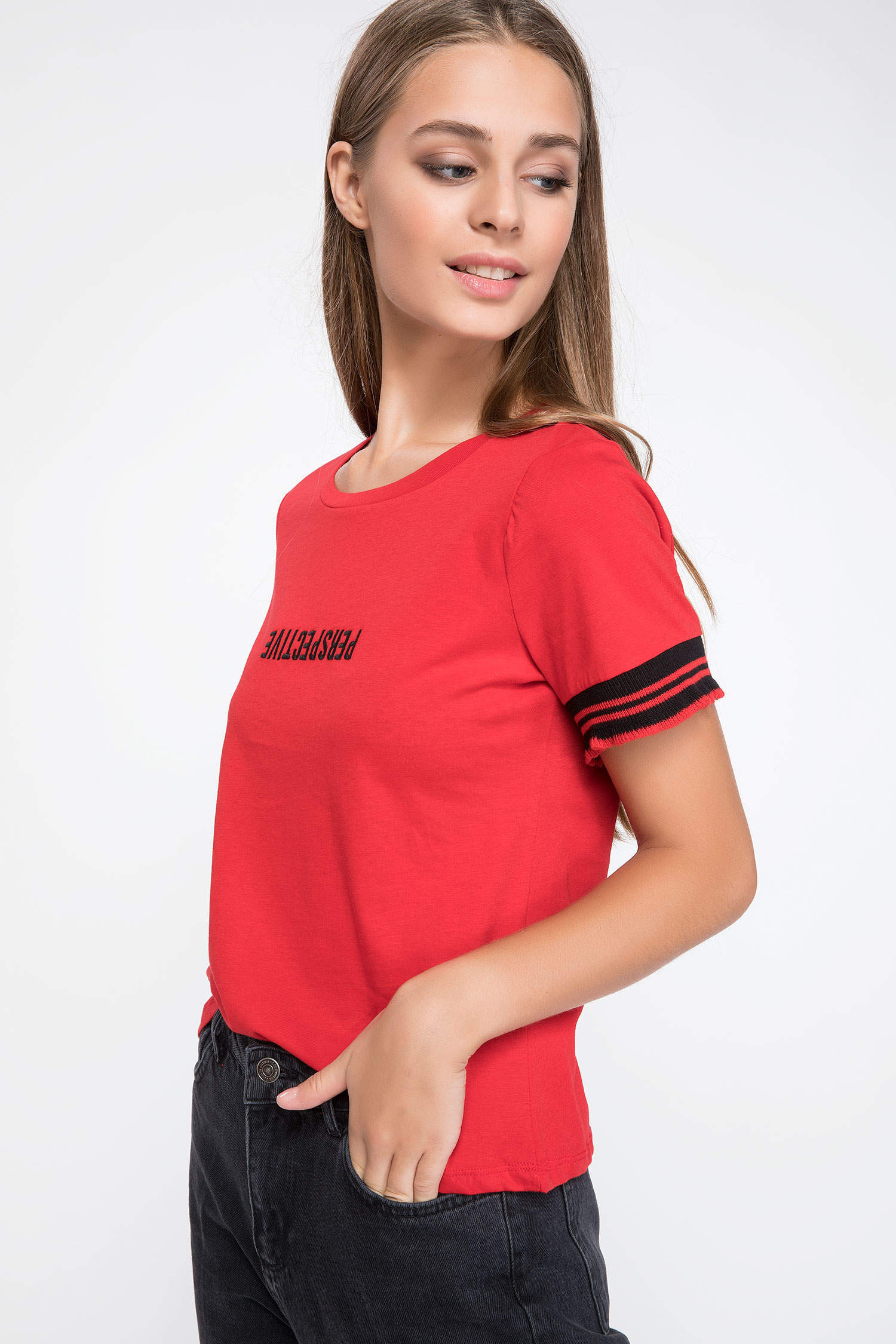 Defacto Kolları Ribana Detaylı T-shirt. 1