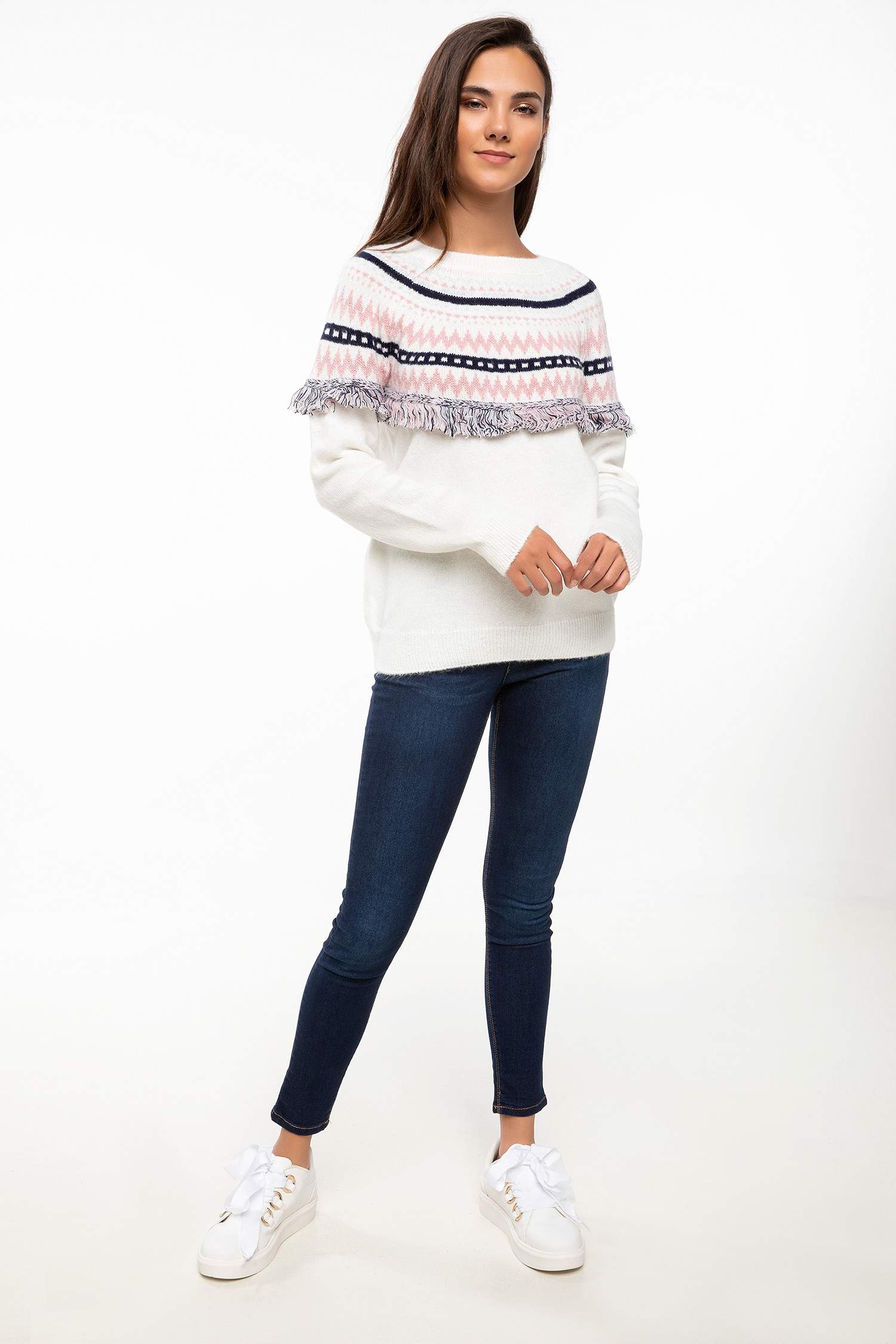 Defacto Jakar Desenli Püsküllü Kazak. 2