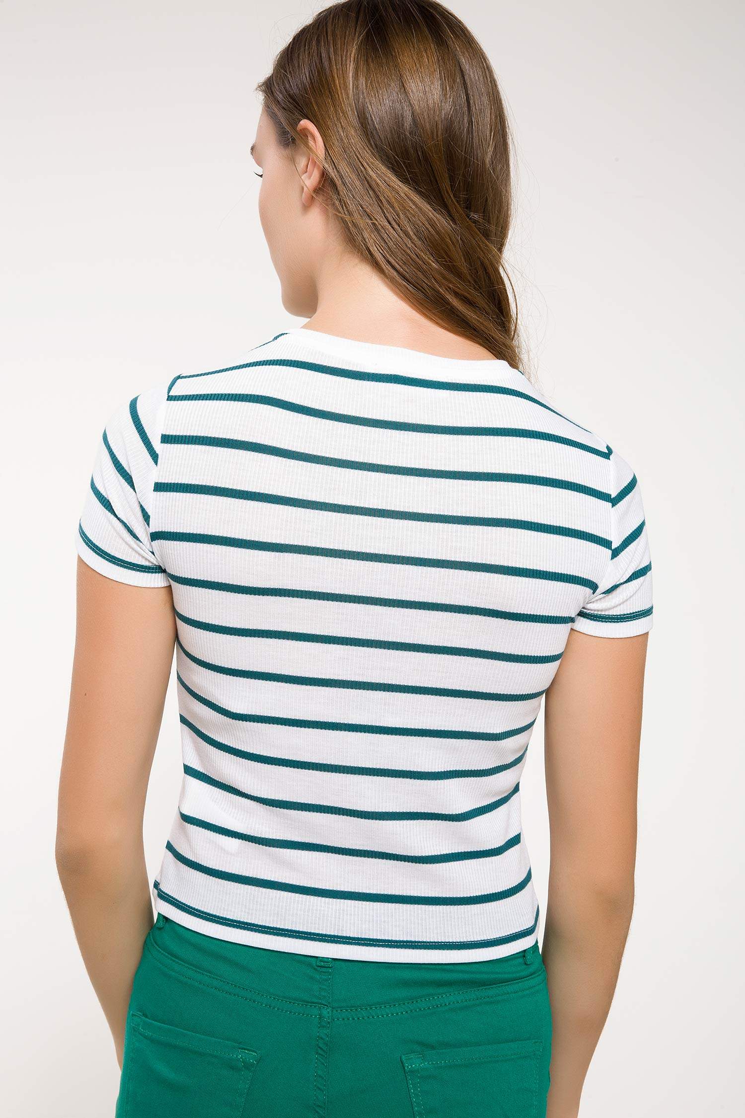Defacto Kısa Kollu Çizgili T-shirt. 3