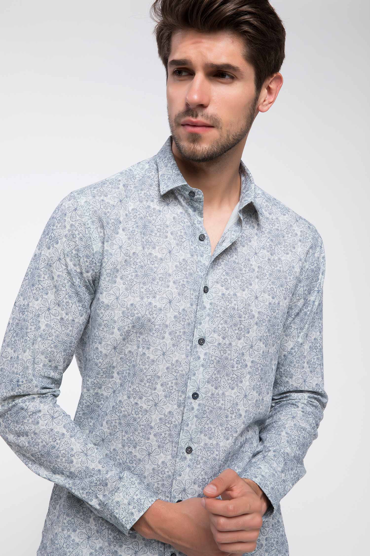Defacto Desenli Slim Fit Gömlek. 1