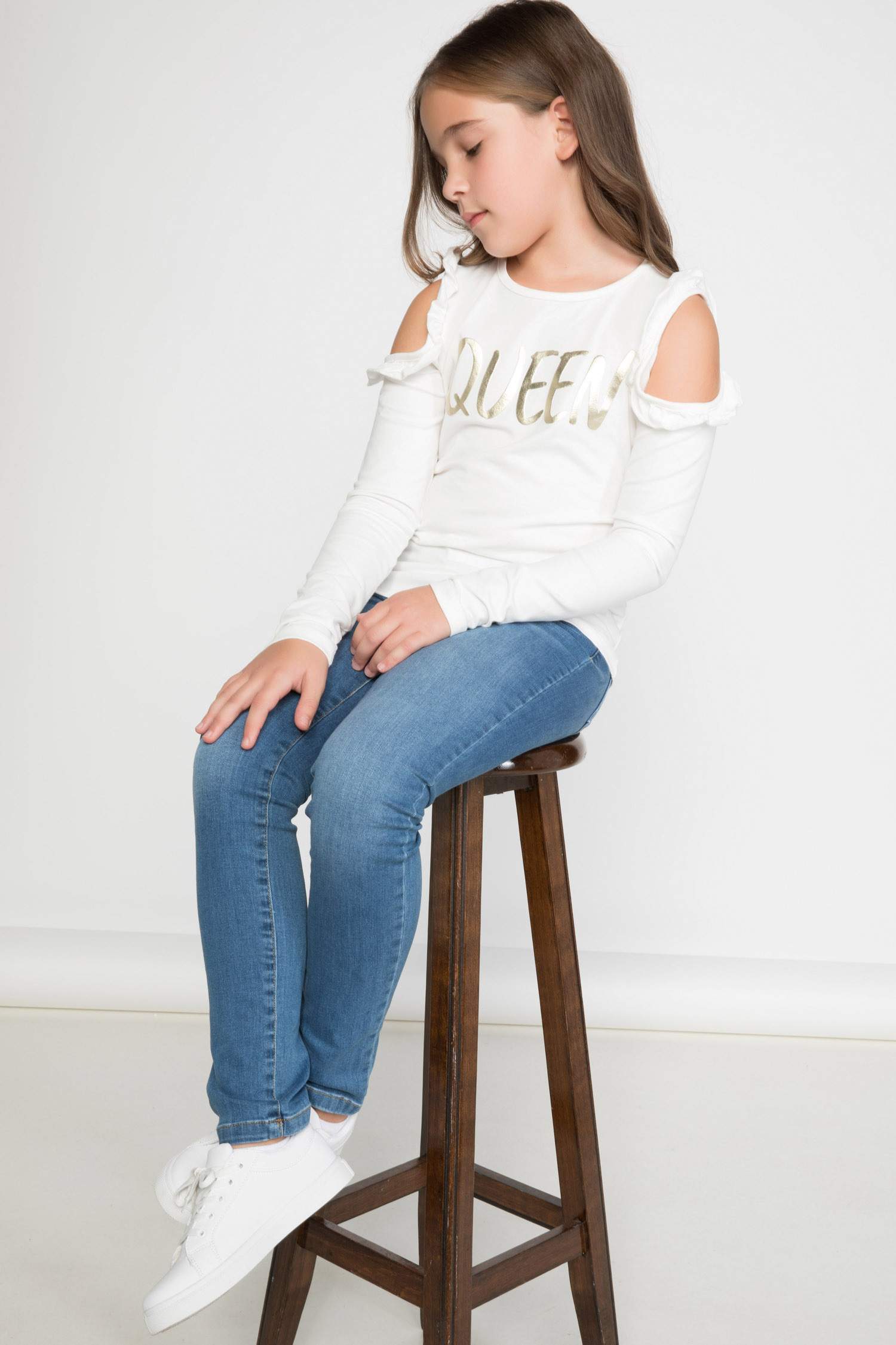 Defacto Yazı Baskılı Omuz Detaylı T-shirt. 2