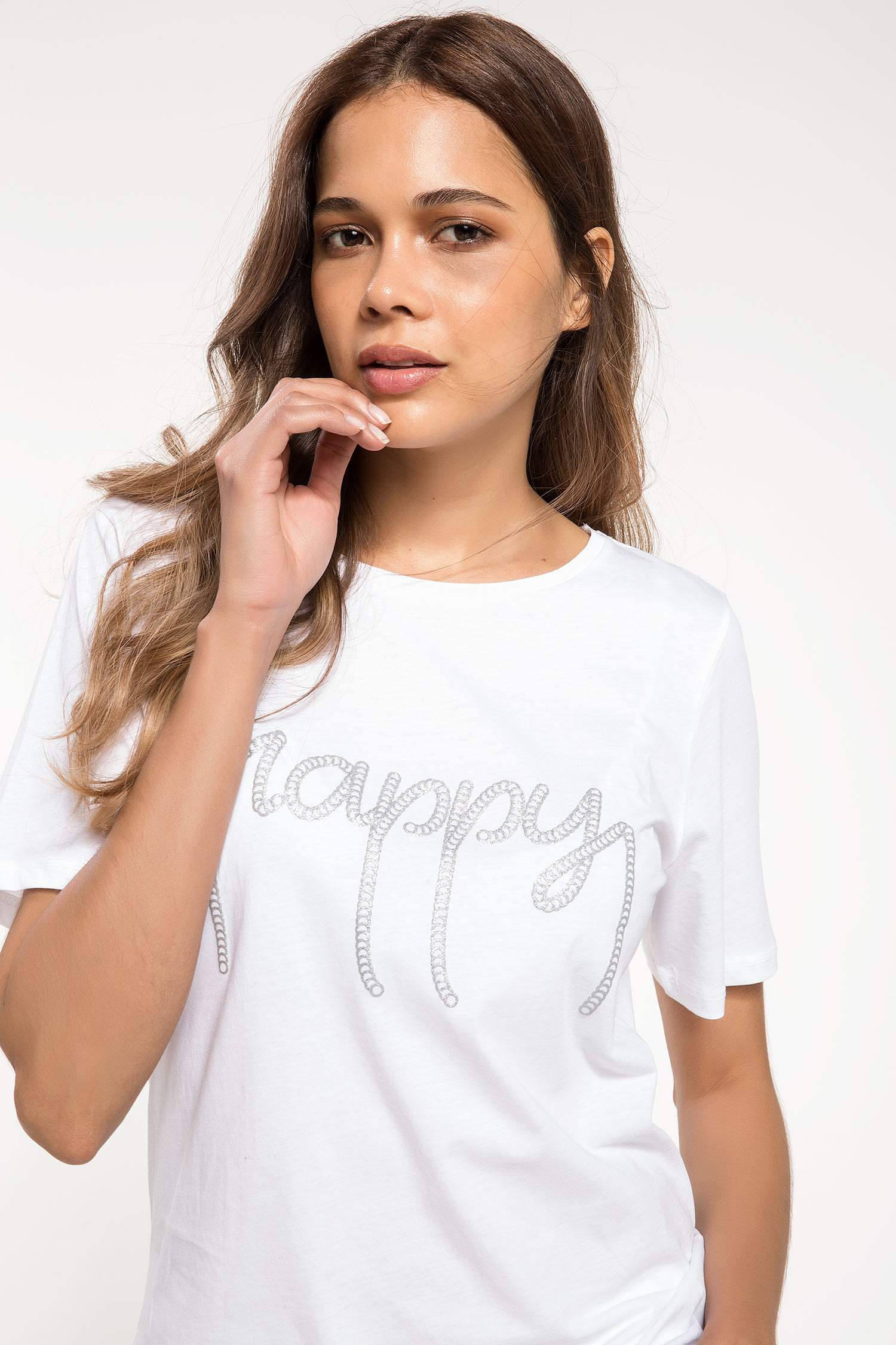 Defacto Yazı Baskılı T-shirt. 3