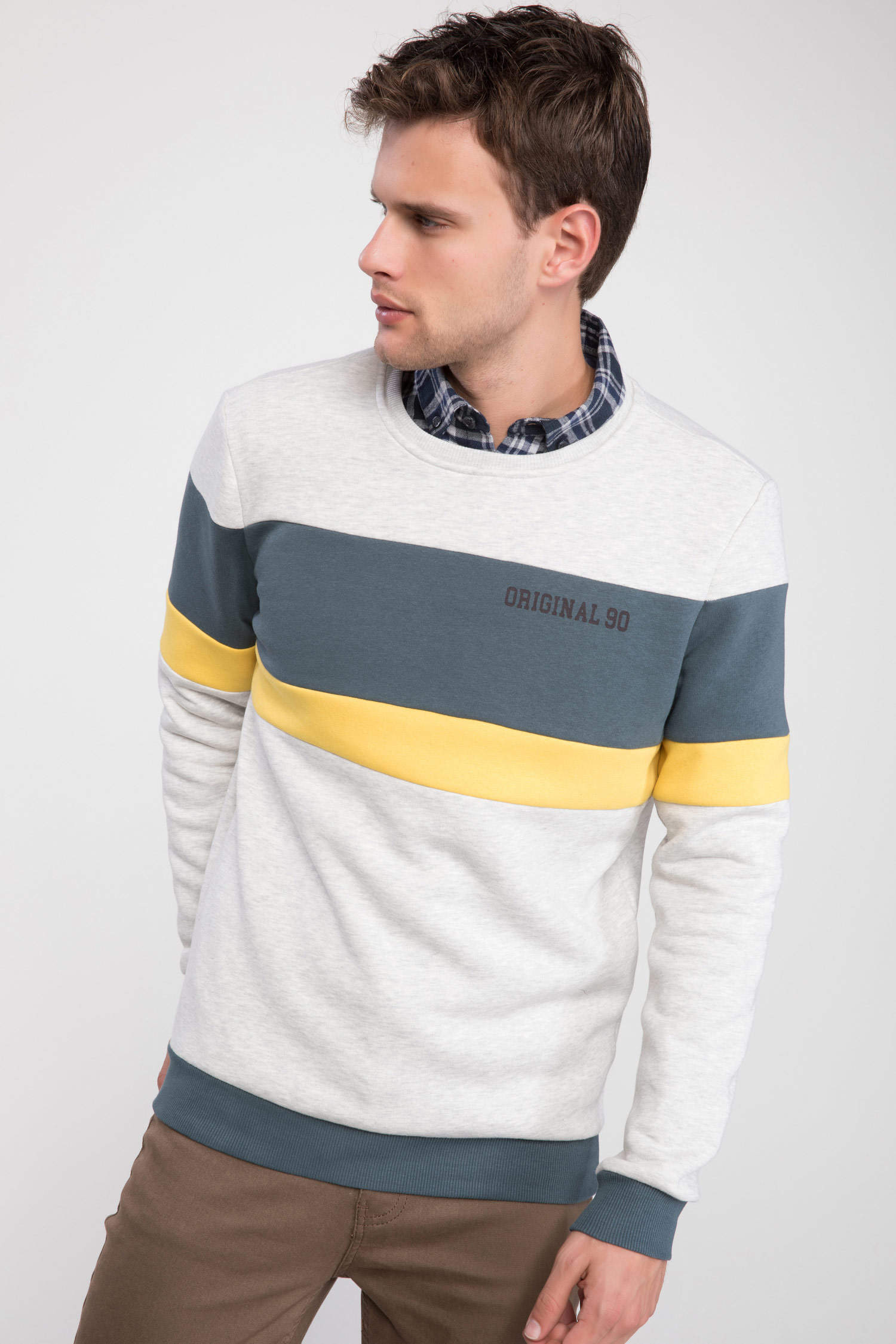 Defacto Renk Bloklu Sweatshirt. 1