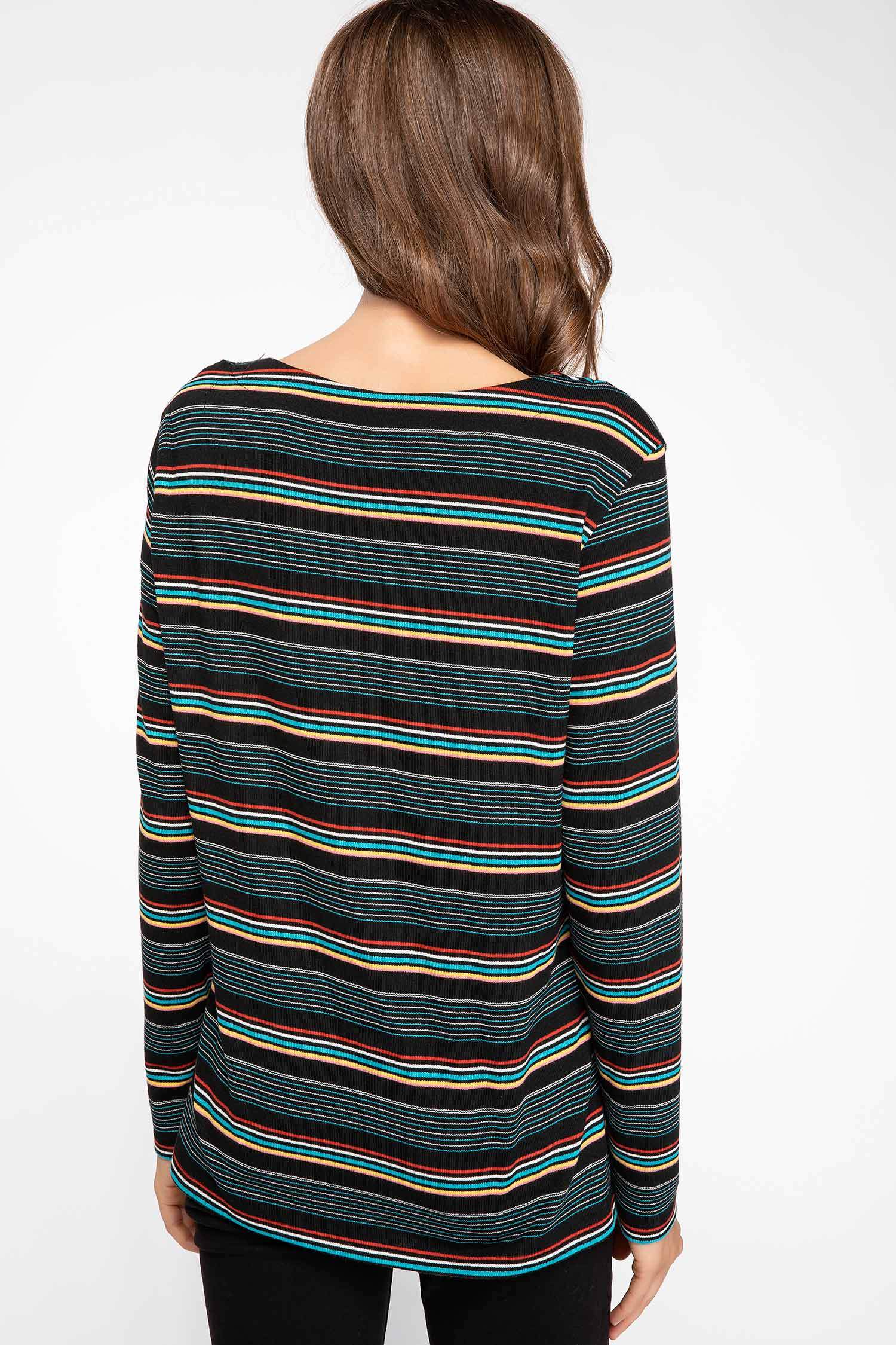 Defacto Uzun Kollu Çizgili T-shirt. 4