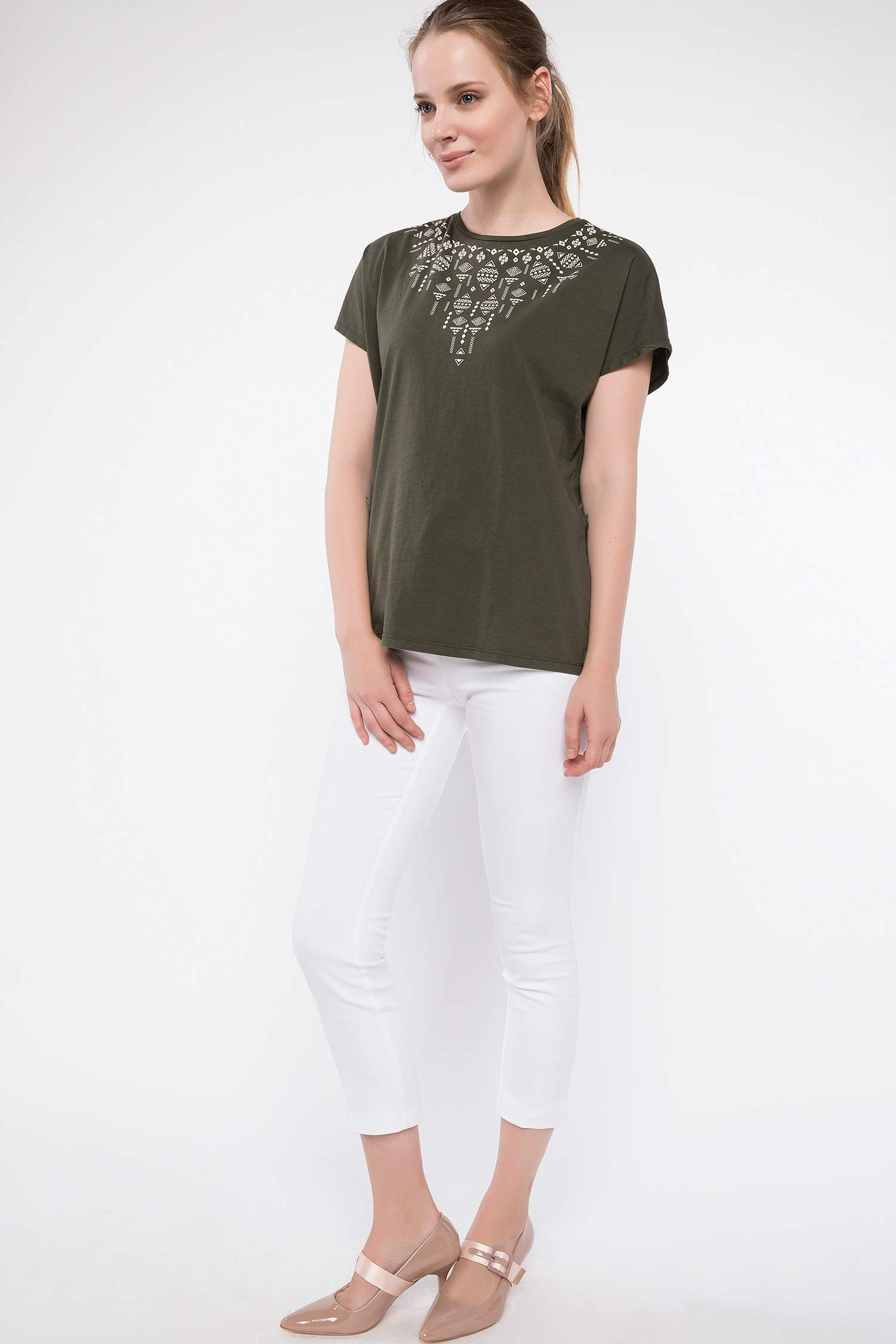 Defacto Etnik Detaylı T-shirt. 2