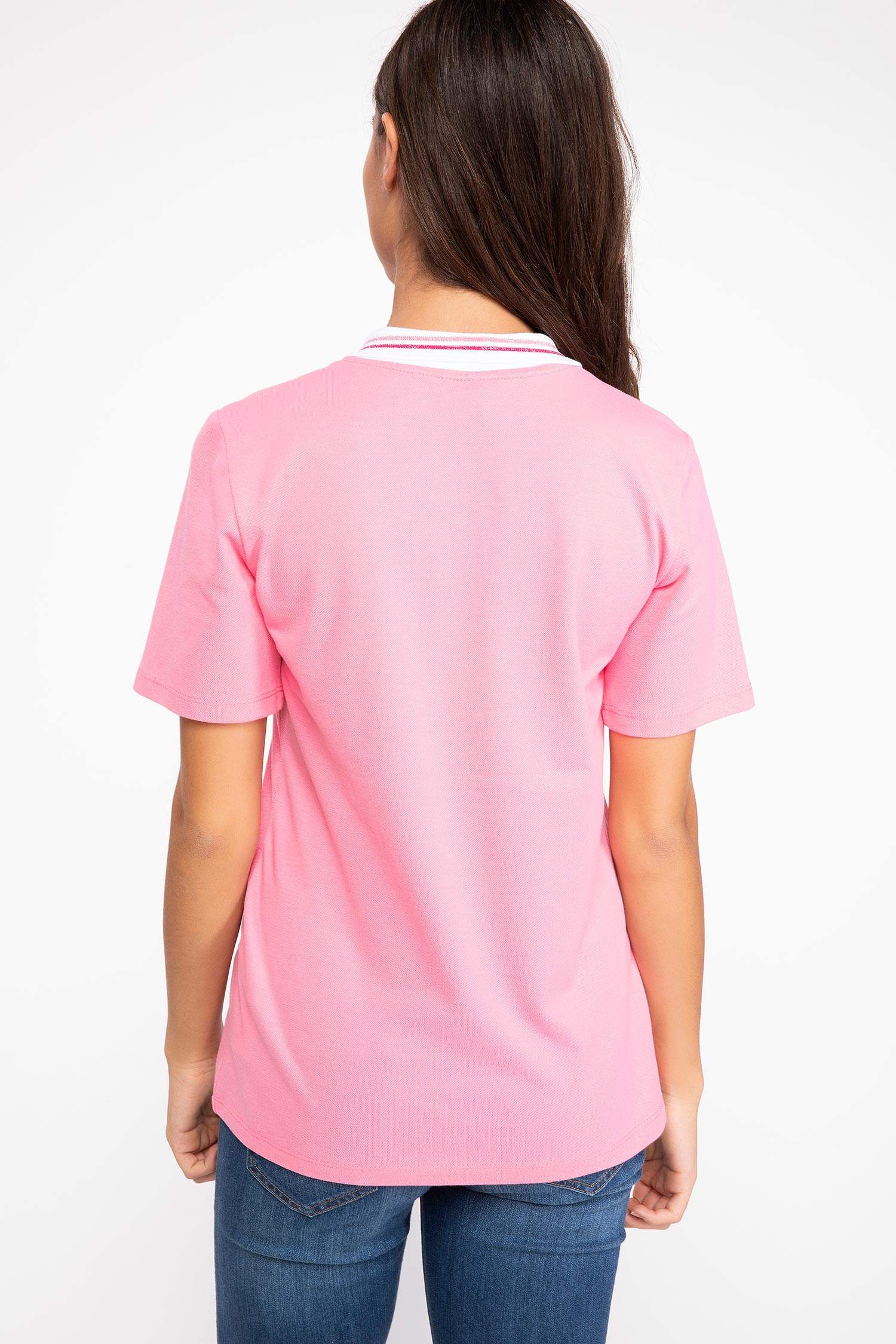 Defacto Fermuarlı Polo Yaka T-shirt. 4