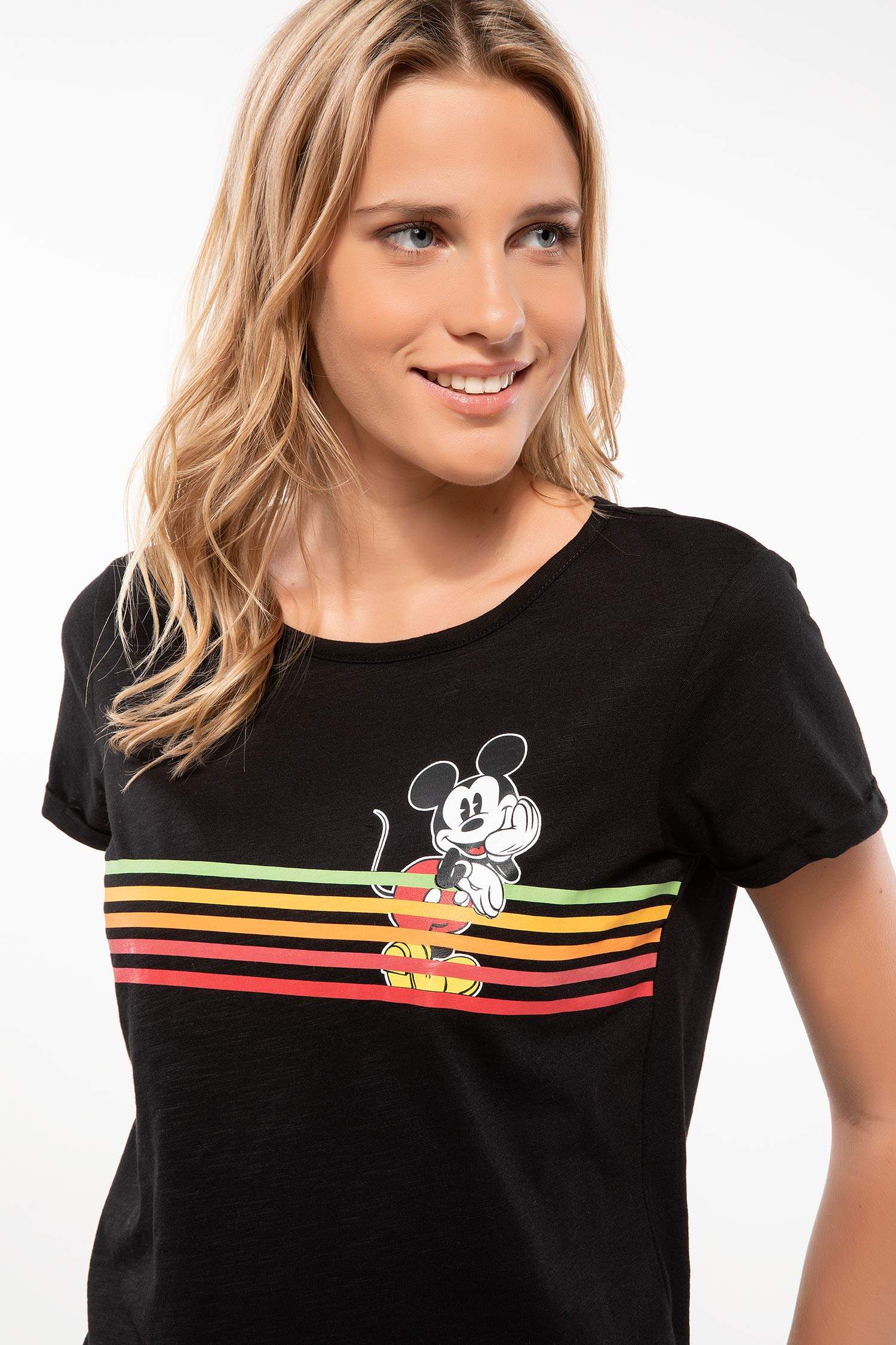 Defacto Mickey Mouse Lisanslı Baskılı T-shirt. 1
