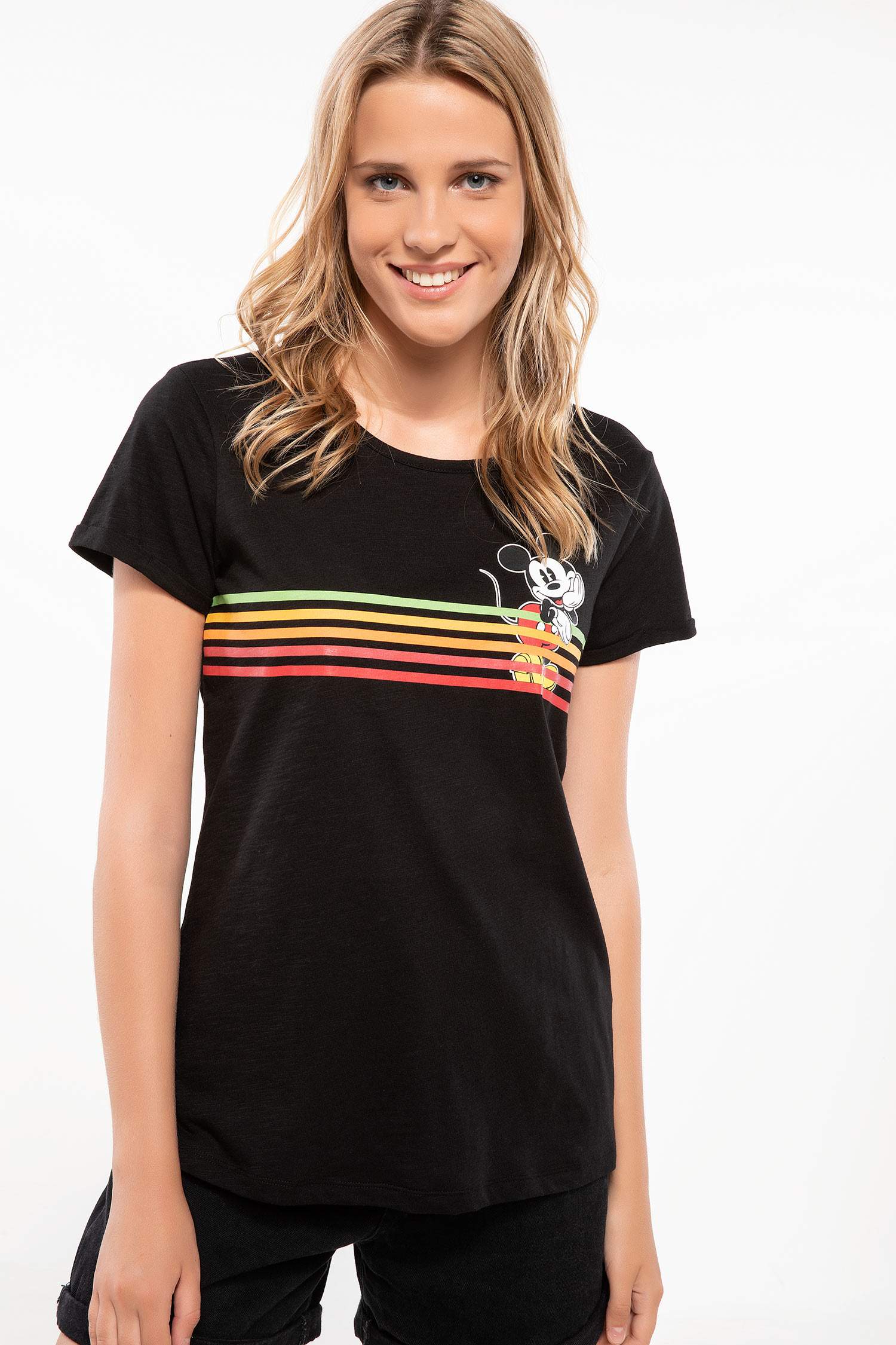 Defacto Mickey Mouse Lisanslı Baskılı T-shirt. 3