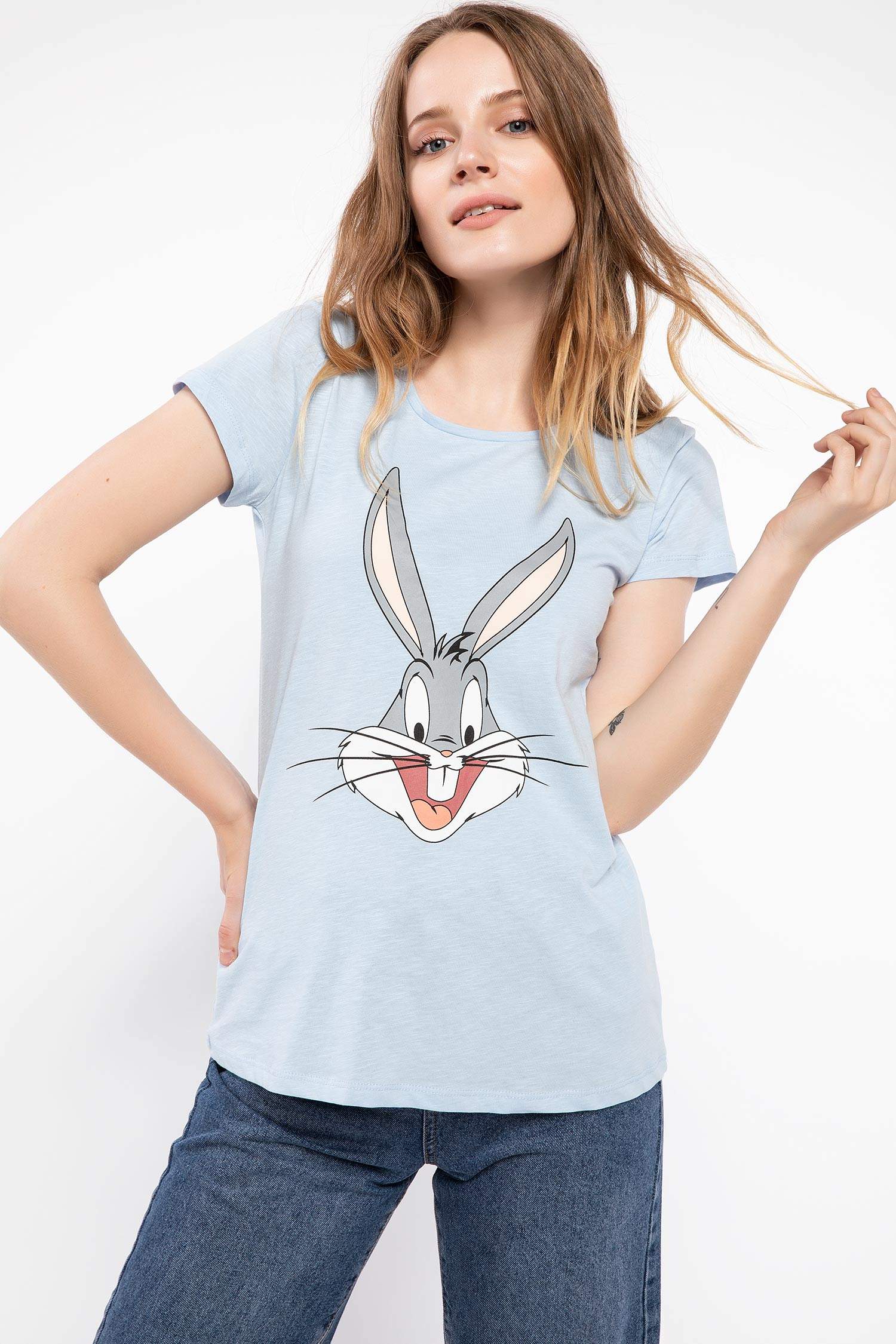 Defacto Bugs Bunny Lisanslı T-shirt. 1