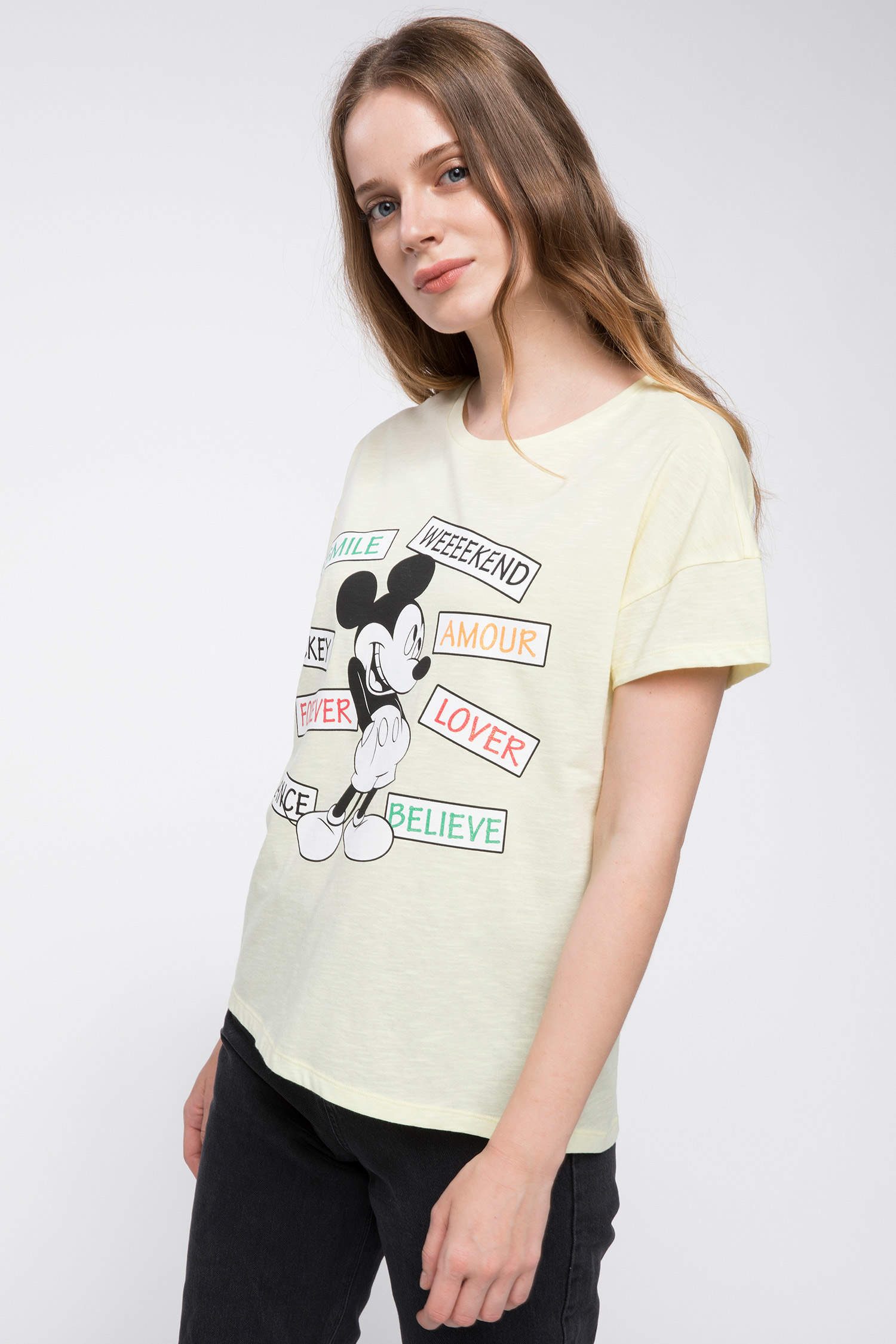 Defacto Mickey Mouse Lisanslı T-shirt. 3