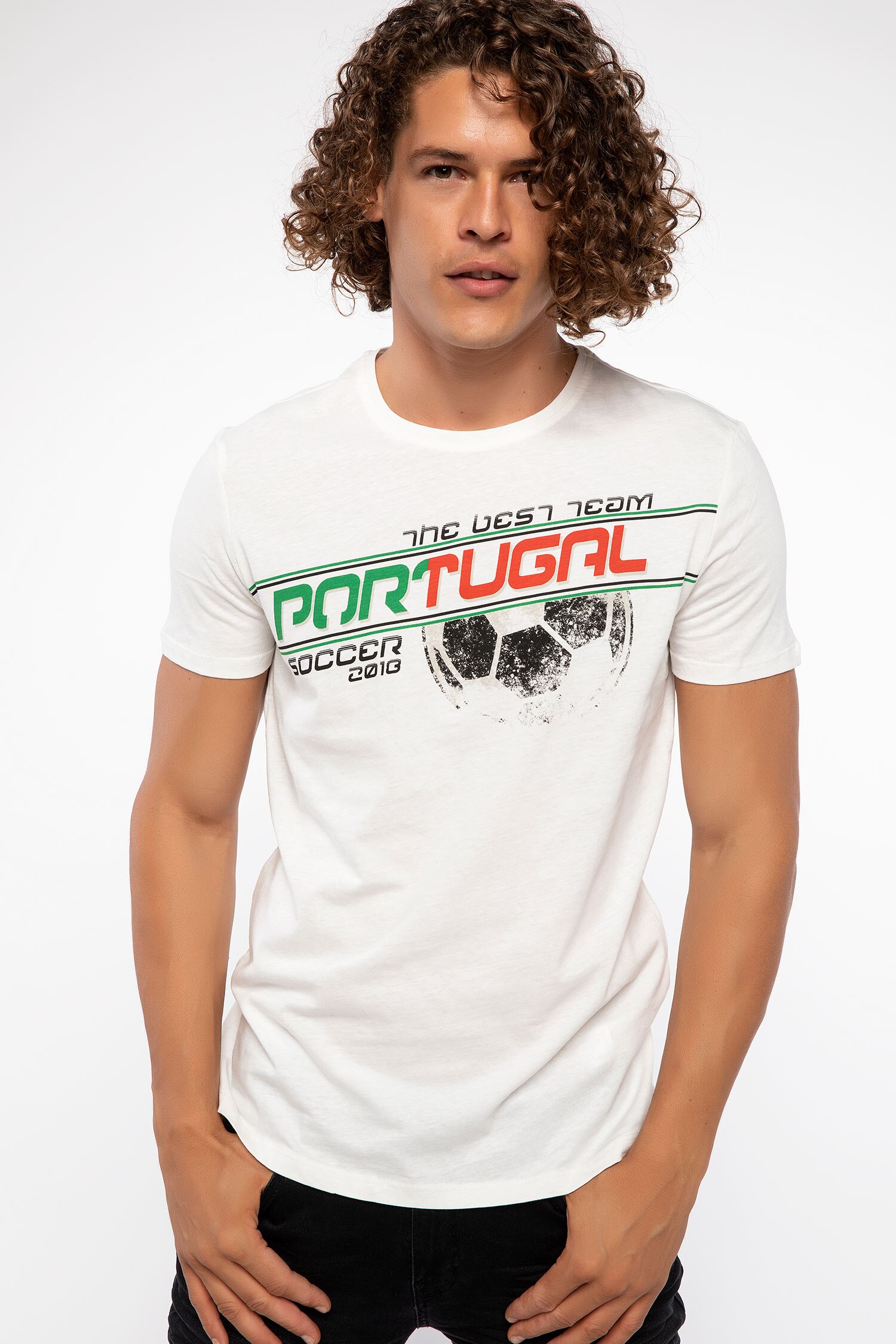 Defacto Portugal Baskılı T-shirt. 1