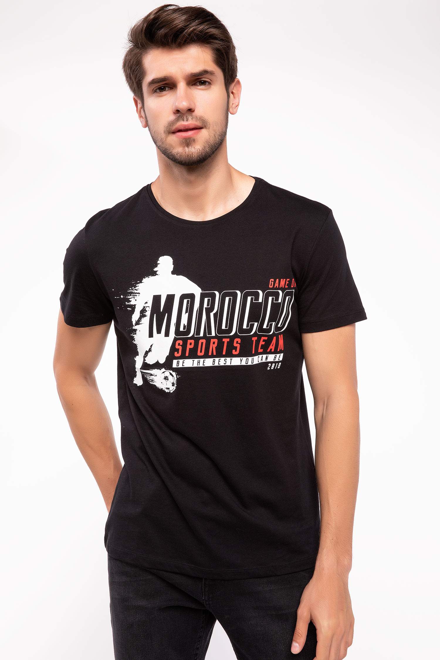 Defacto Morocco Baskılı Slim Fit T-shirt. 1
