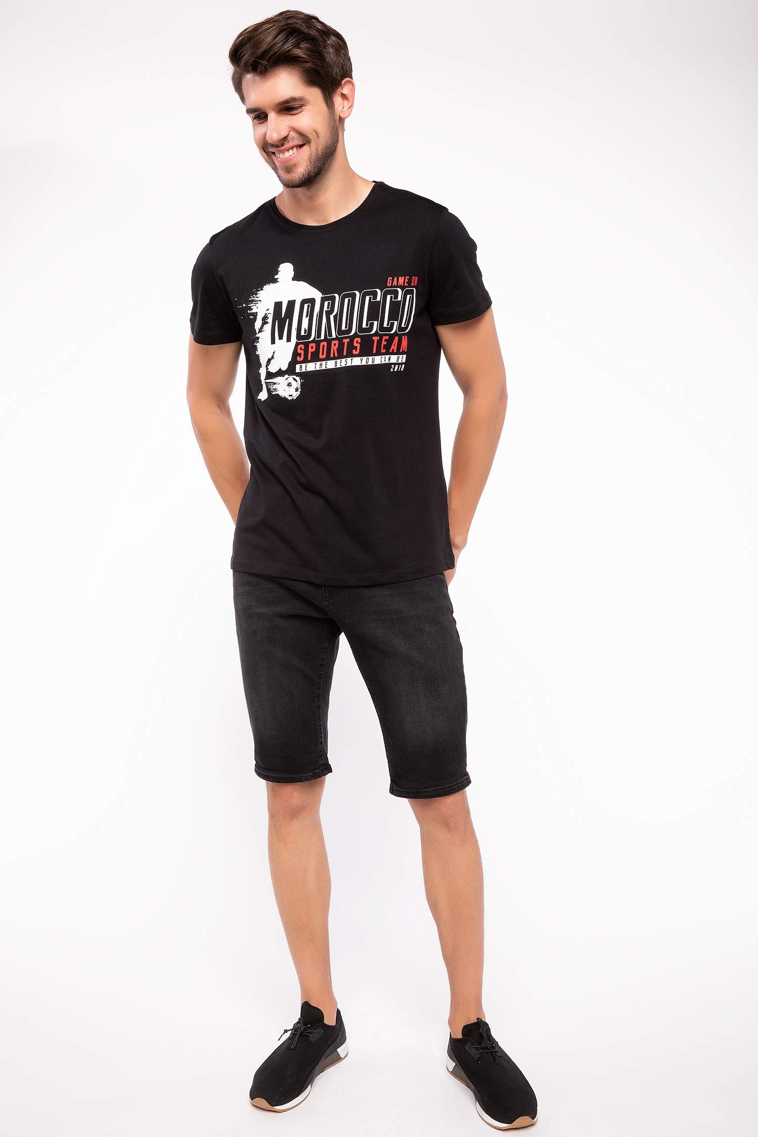 Defacto Morocco Baskılı Slim Fit T-shirt. 2